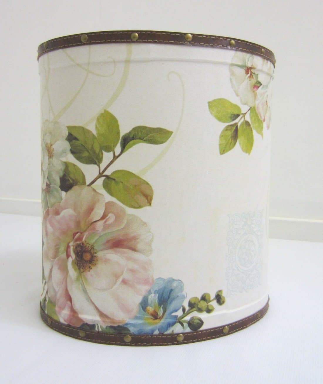 Unique Shabby Chic Oval 'Vintage Floral' Waste Paper Basket/Bin - LARGE