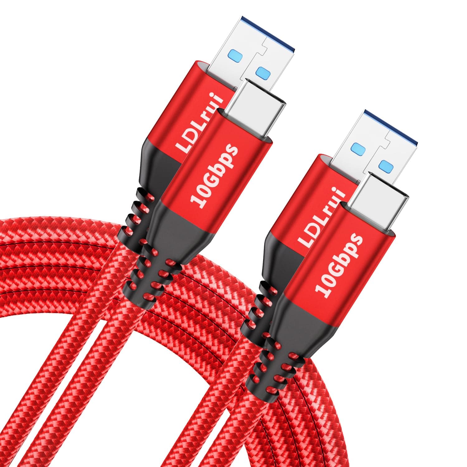 USB-C Cable 10Gbps Data Transfer [2Pack, 6ft], Braided USB 3.2 Gen 2 USB A to Type C Charger Cord 3.1A Fast Charging for iPhone 16/15 Pro Max Car Play, Samsung Galaxy S24/S23/S22 Android Auto - Red