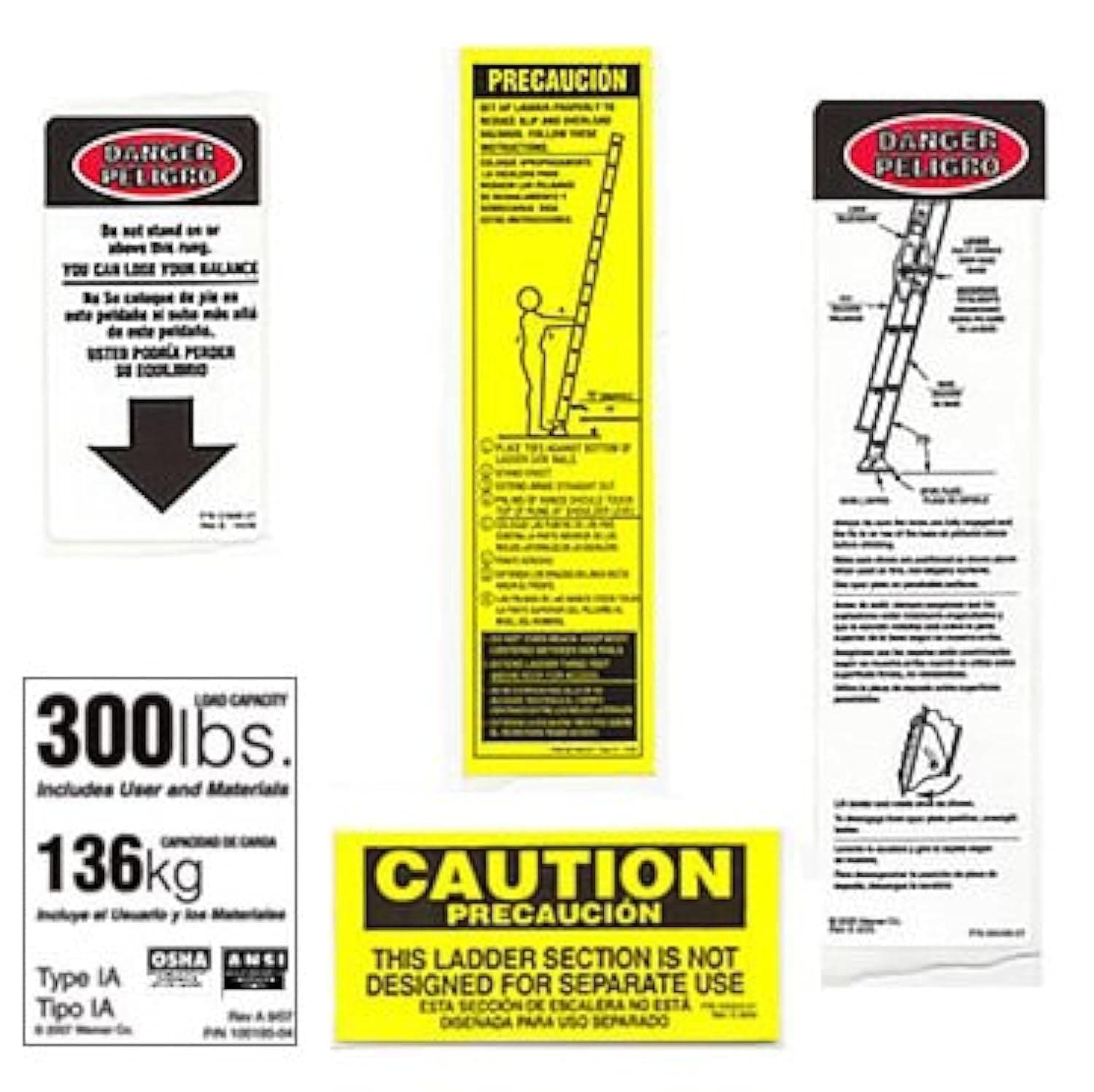300 LB Fiberglass Step Ladder Label Kits (Pack of 6)