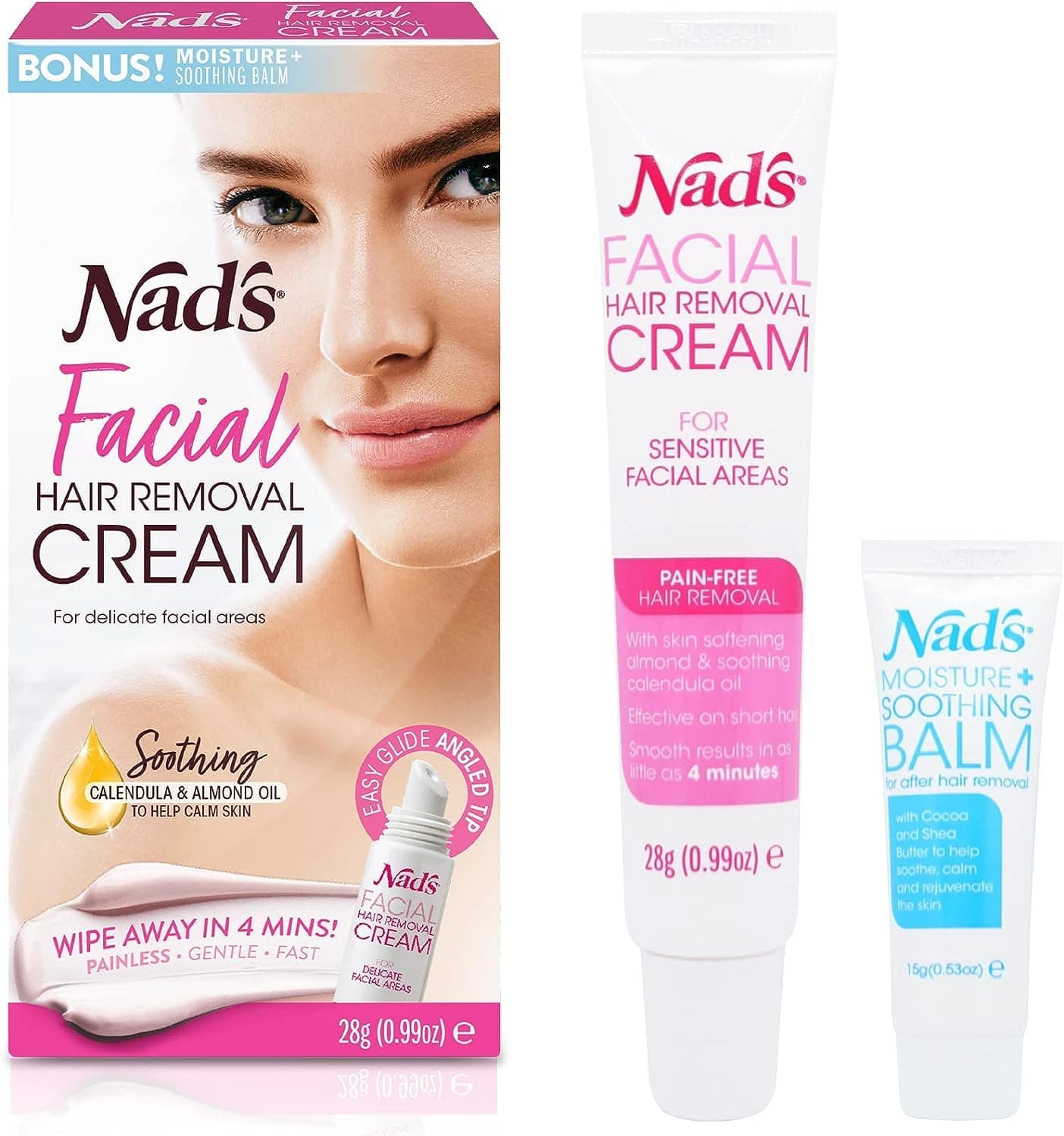 Nad's Gentle & Soothing Facial Hair Removal For Women - Sensitive Depilatory Cream For Delicate Face Areas, 0.99 Oz (4446)