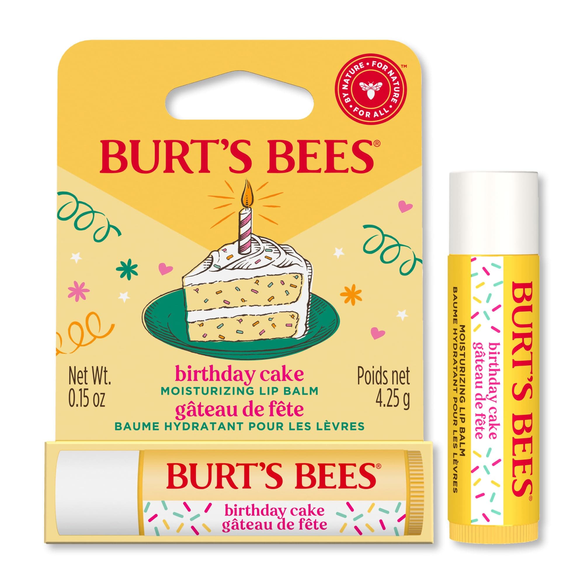 Lip Balm Birthday Cake, Moisturising Lip Balm With Beeswax and Vitamin E, 100% Natural Origin, 4.25g