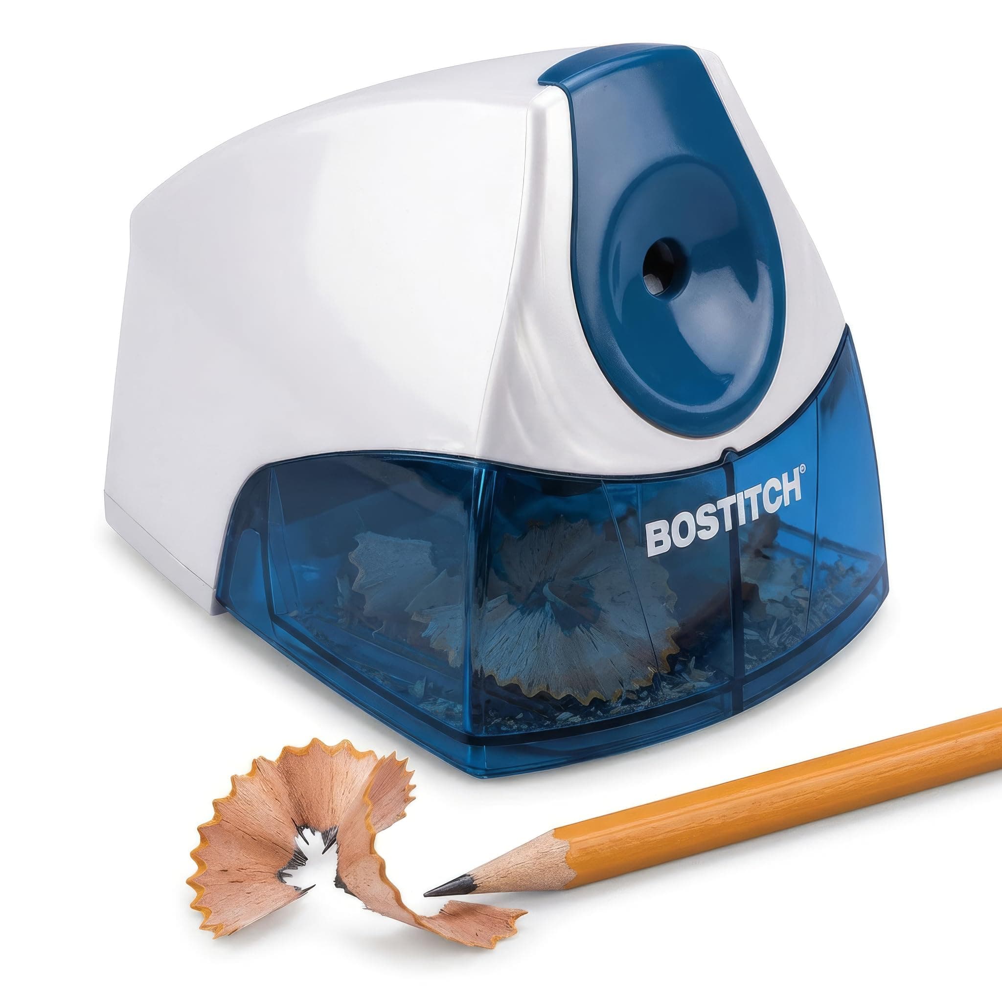 Bostitch Office Electric Pencil Sharpener, Heavy Duty Powerful Stall-Free Motor, High Capacity Shavings Tray, for Office or Classroom, Blue