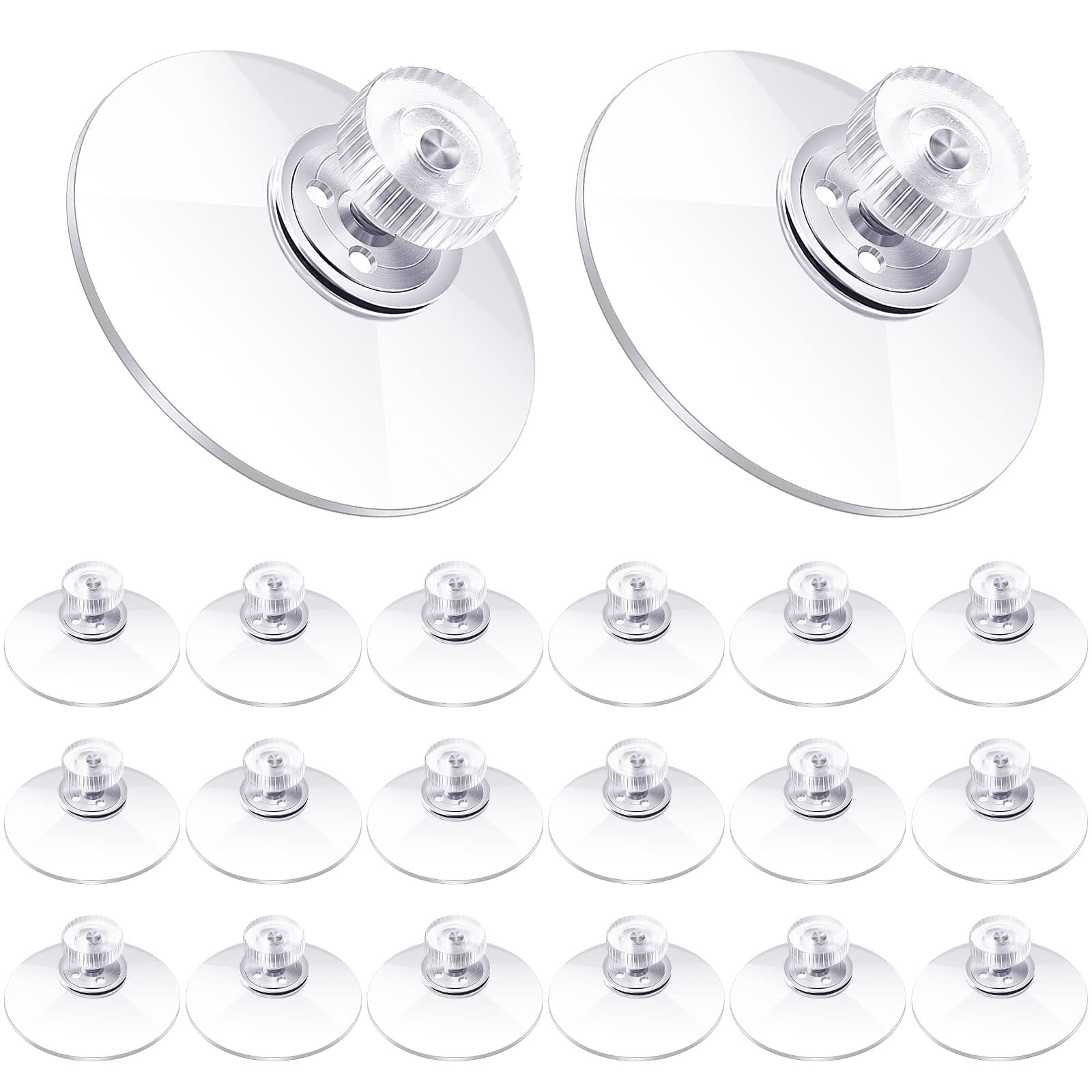 Zopeal 20 Pcs Adhesive Suction Cups Bulk with Screws Nut Plastic Sucker Pad 40 mm Clear PVC Sucker Pad Strong Adhesive Suction Hook Holder for Window Car Glass Shade Cloth Glass Bathroom Wall Door