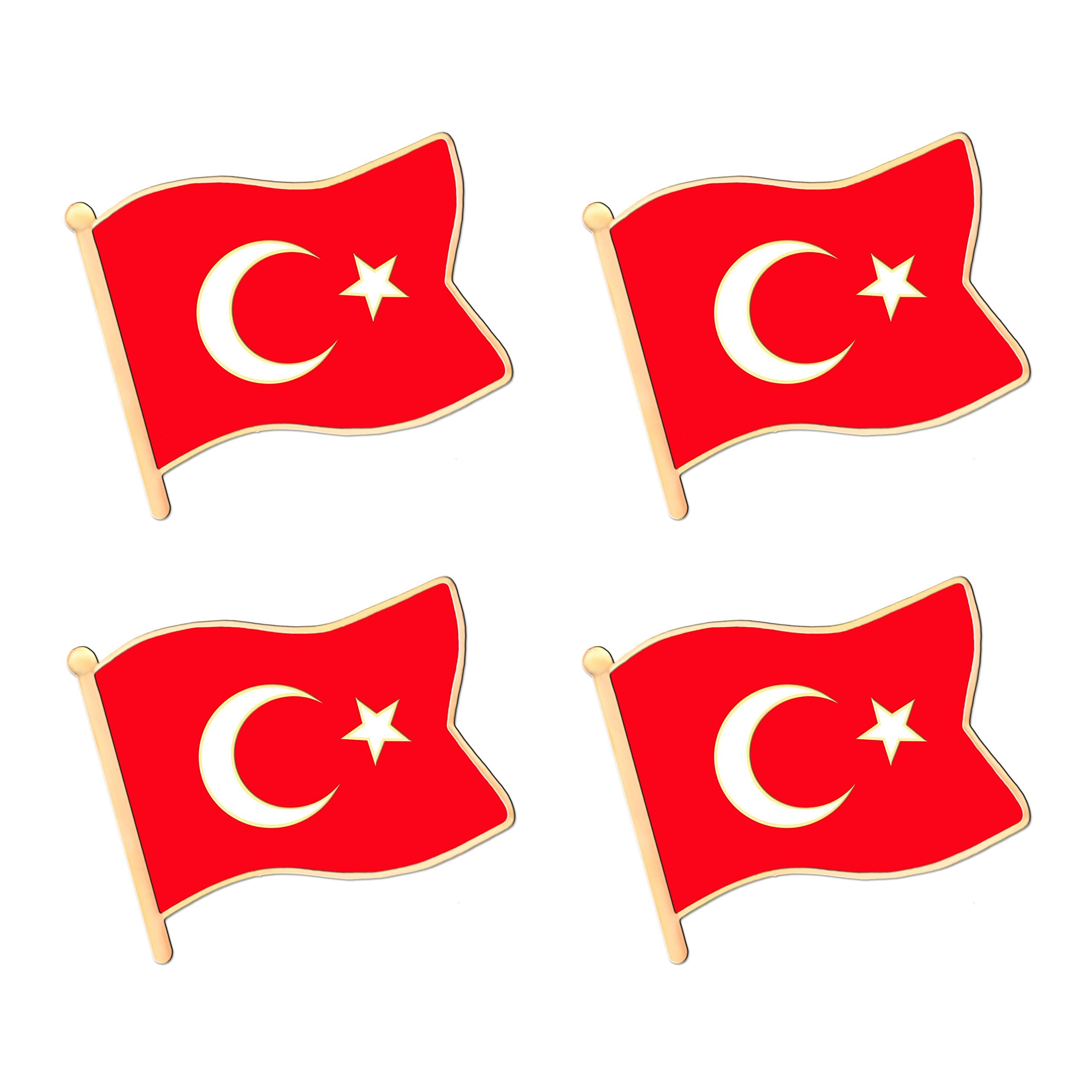 Turkey Turkish Flag Lapel Pin Decorations (4 Pack)