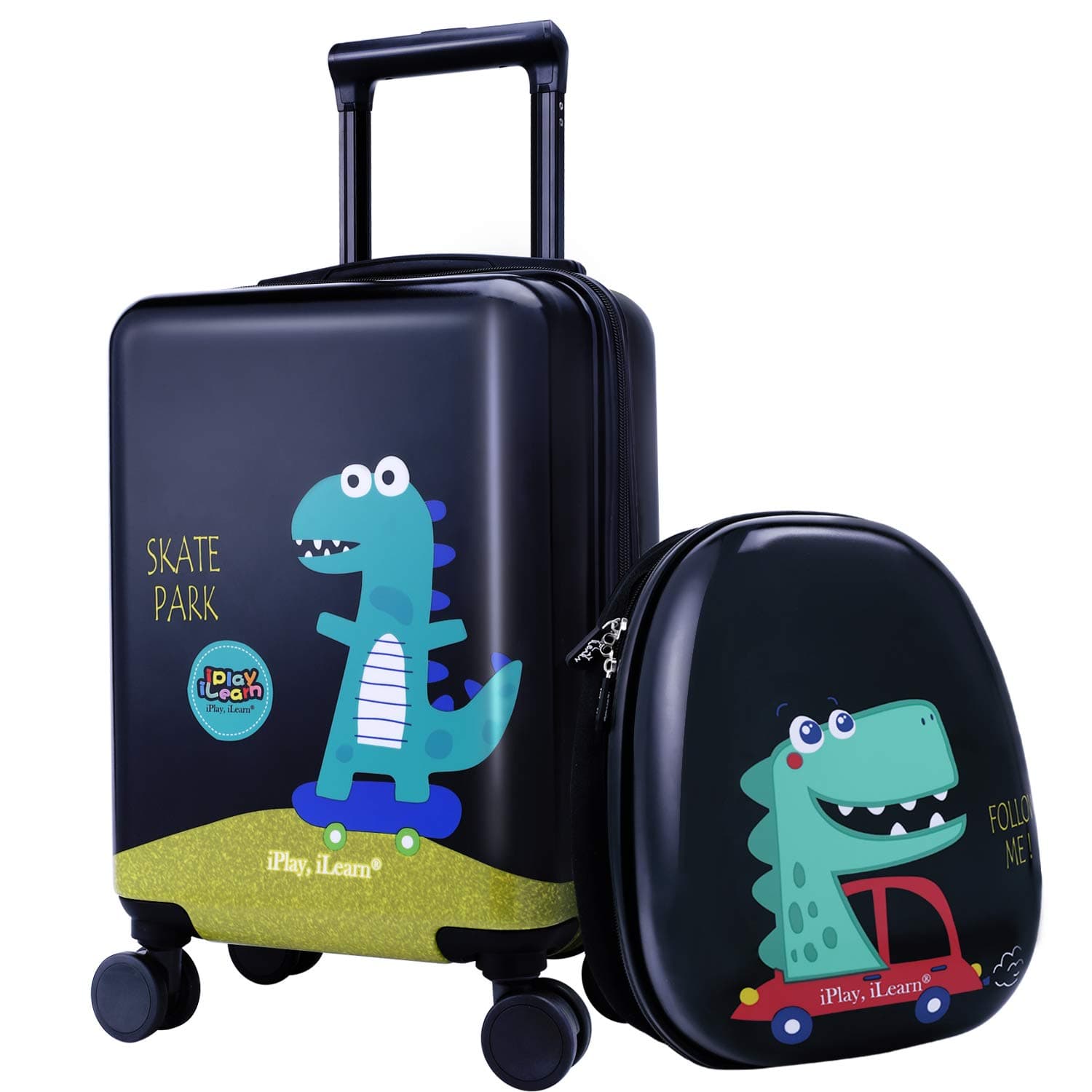 18"Kids Dinosaur Luggage, Hard Shell Travel Carry On Suitcase for Boys Children