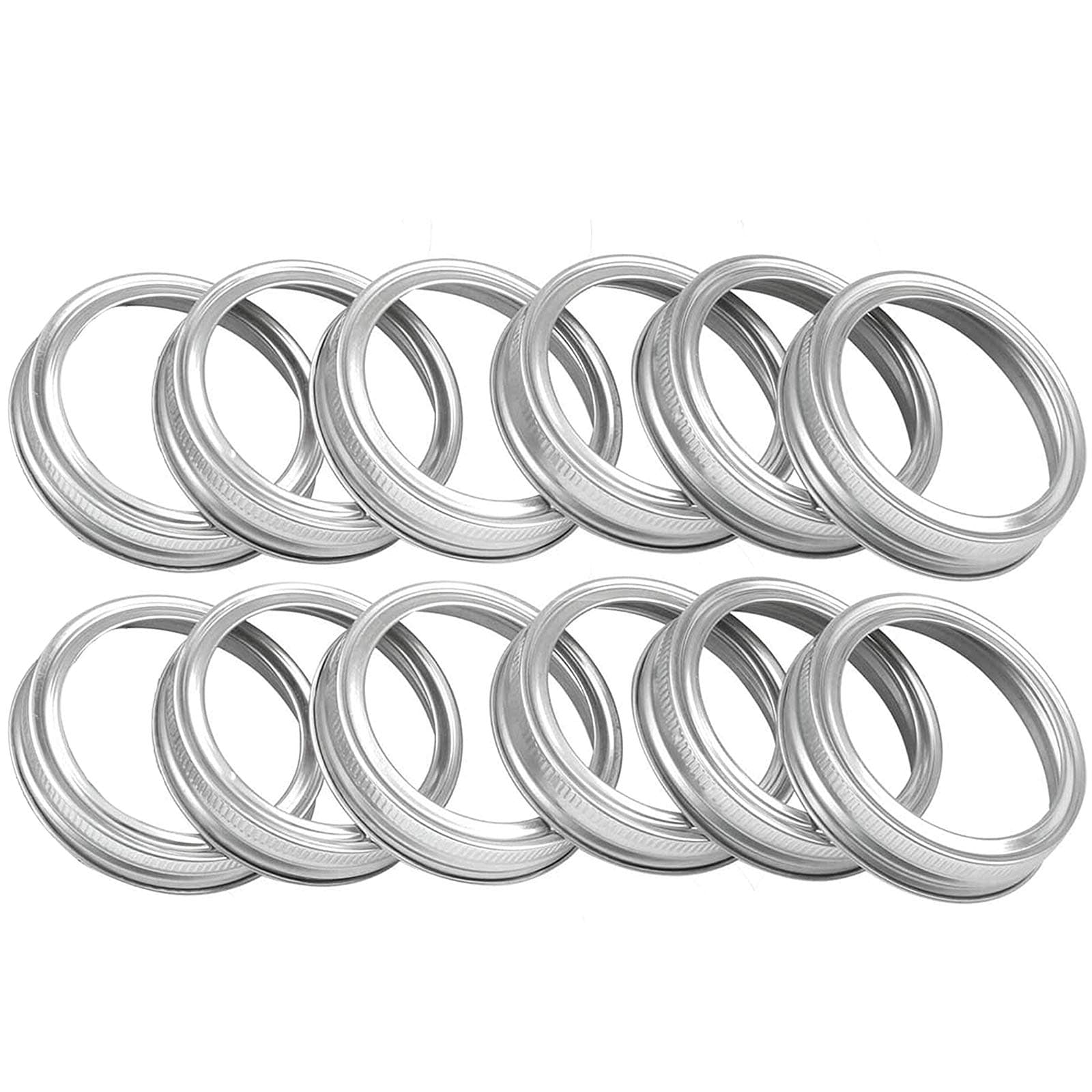 Canning Rings, Mason Jar Lids Bands Rings for Ball Kerr, Regular mouth, Metal Rings Split-type Lids Screw Bands(12pc,Silver)