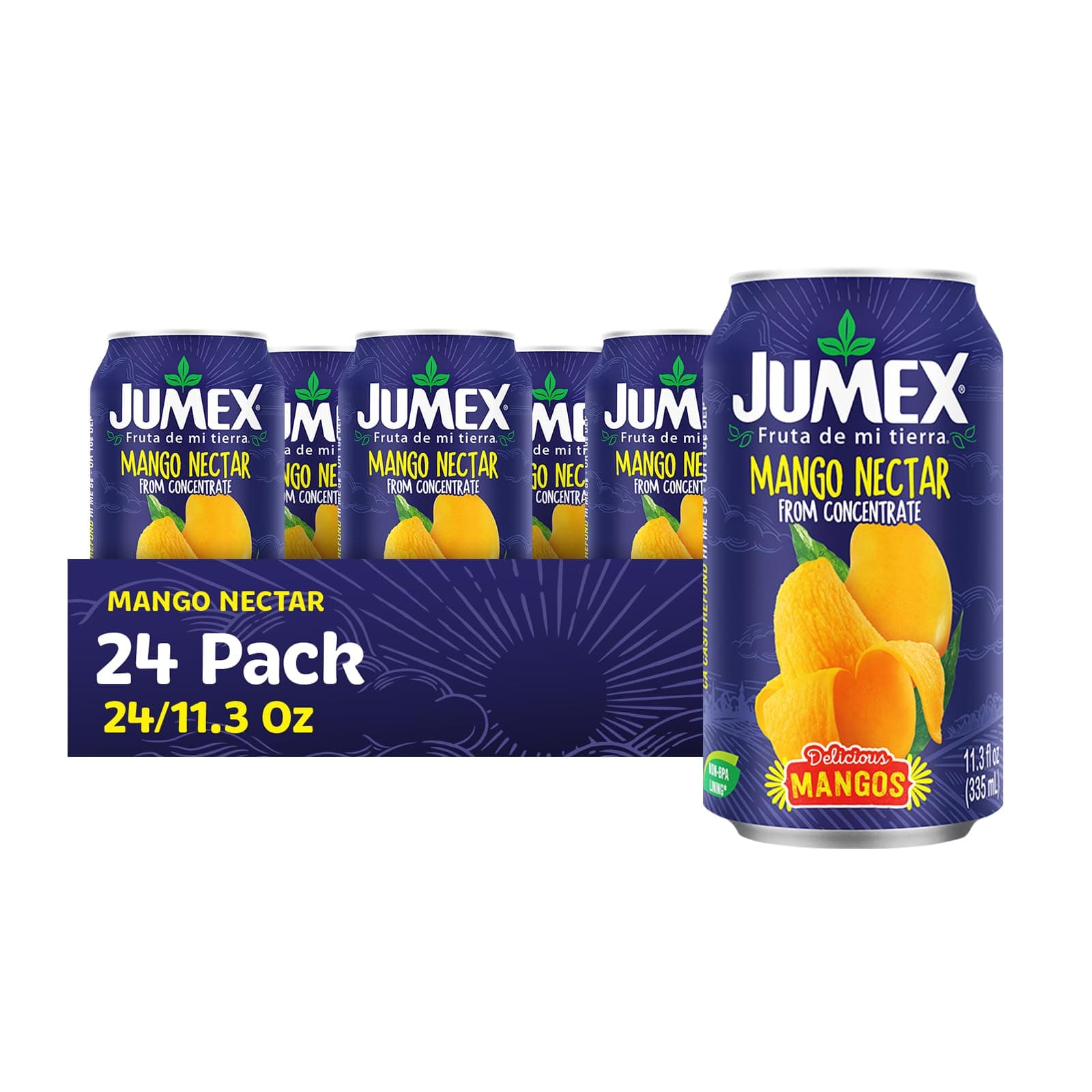 Jumex Mango Nectar - Mango Juice Nectar Made with Fresh Fruit Puree - Tropical Fruit Juice Concentrate for Smoothie Mix, Cocktail Mixers & Kids Drinks & Beverages - 11.3oz, 24 Pack Canned Drinks
