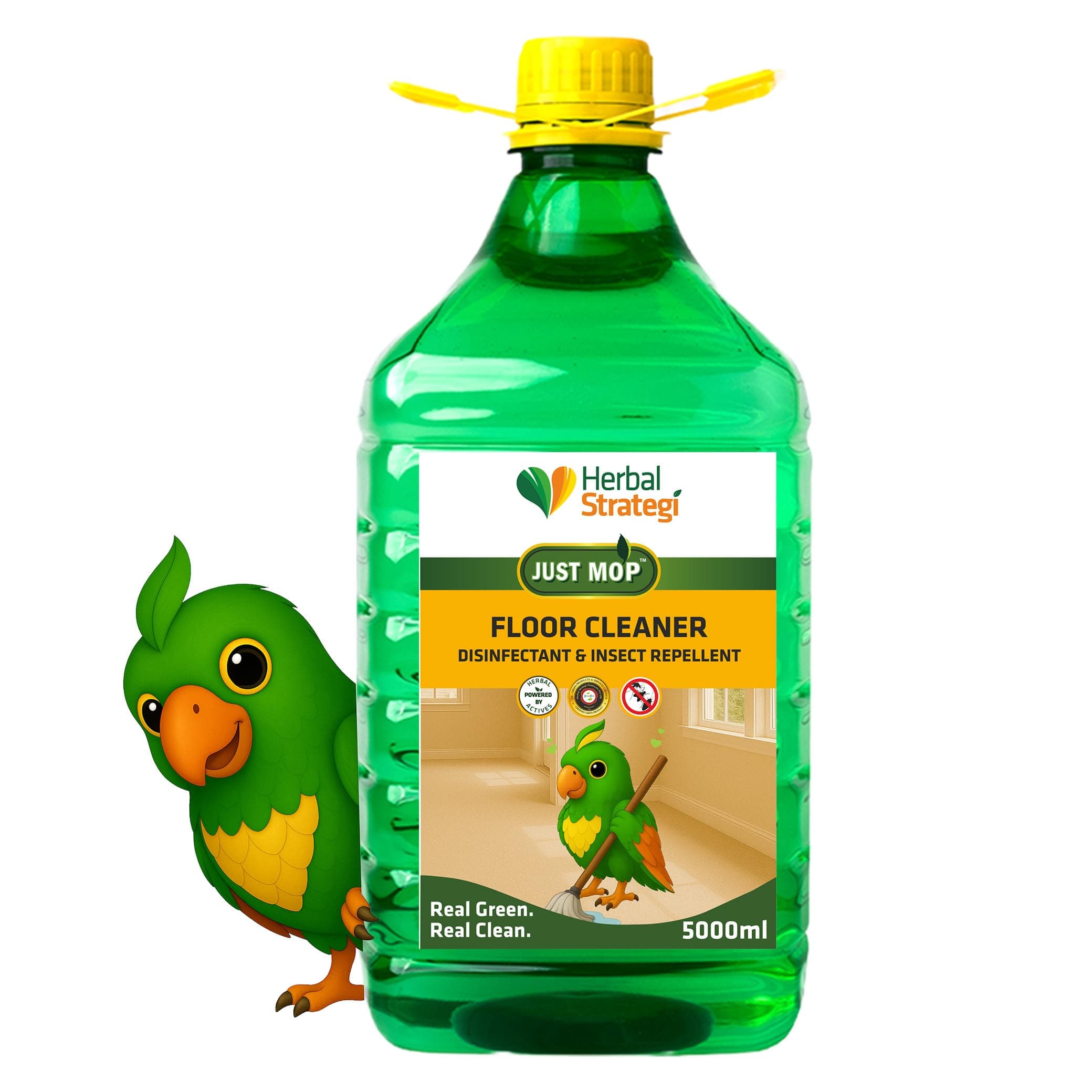 Floor Cleaner - Lemongrass, Pine Oil, Natural, Vegan and Eco-Friendly | Natural Disinfectant Kills 99.9% germs | Insect Repellent with 100% Herbal Actives | Baby and Pet Safe | 5L