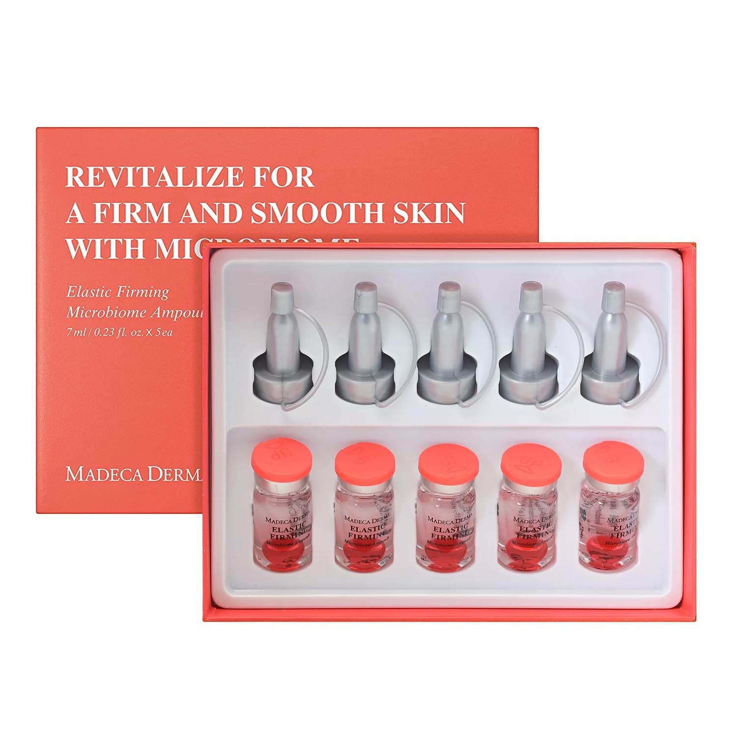 MADECA DERMA Microbiome Ampoule (Elastic Firming, 0.23fl oz x 5 pcs) - Korean Skin Care Serum for Elasticity Restoration & Reduced Fine Lines by Dongkook. Skin-Derived Microbiome, Hyaluronic Acid.