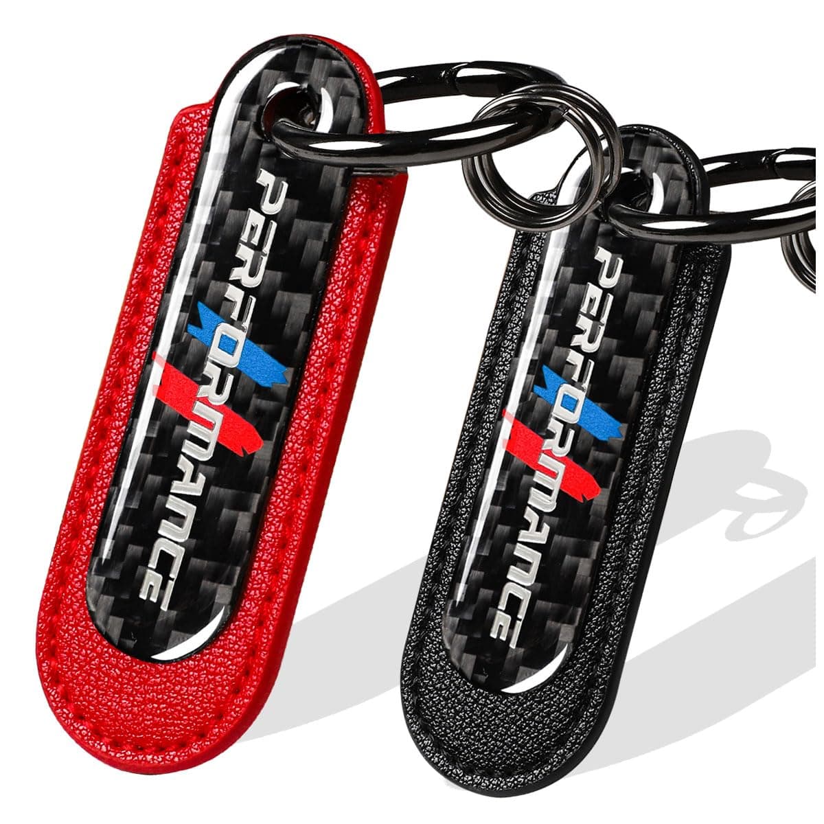 muekzru Carbon Fiber Leather Set Car Keychain,Universal keychain Fashion Sports Keychains Keyring Business Gift Birthday