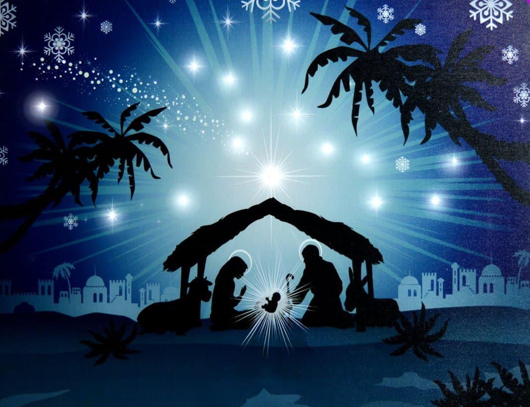 LED Light up Christmas Canvas Pictures 40cm X 30cm - Night Nativity 55239
