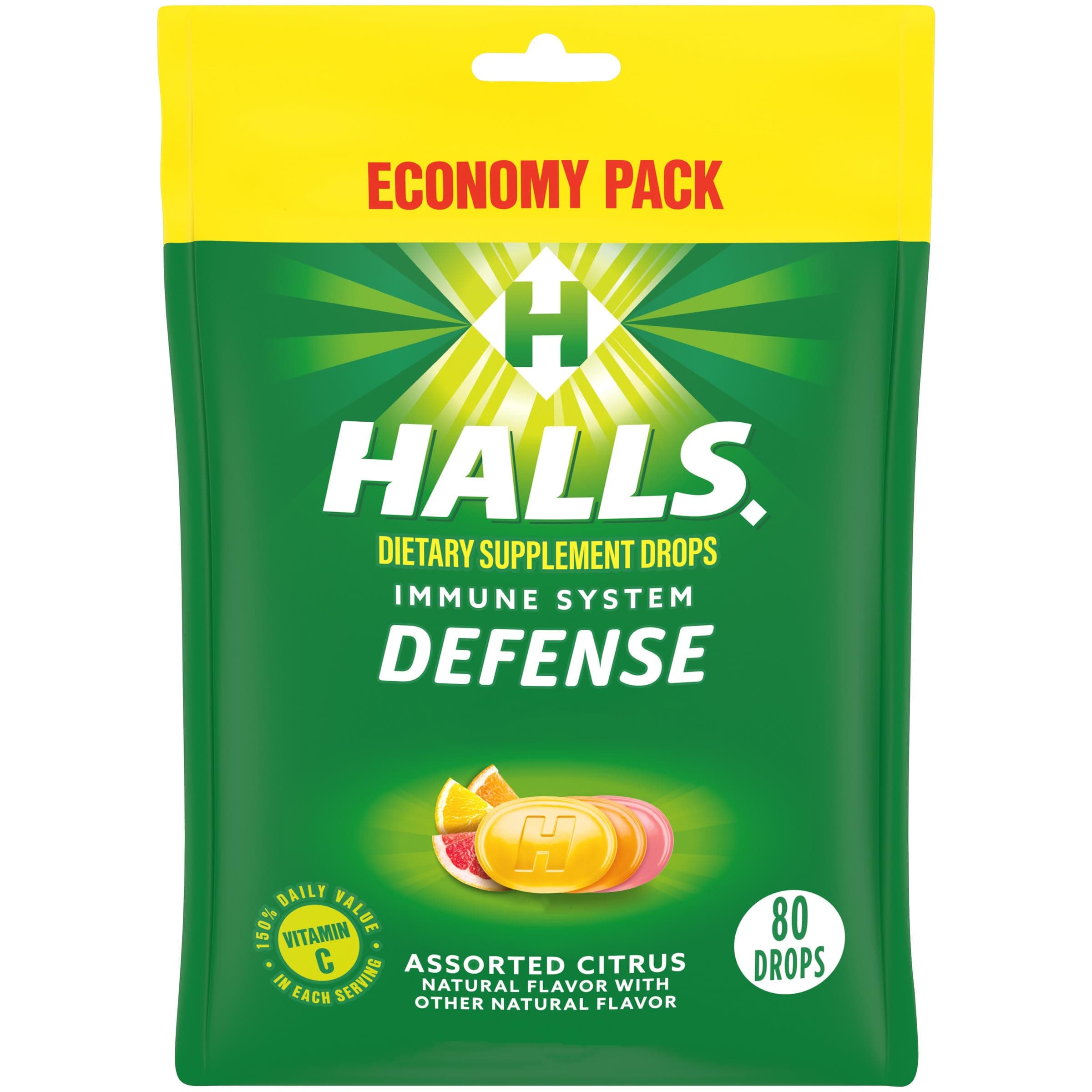 Defense Assorted Citrus Vitamin C Drops, Economy Pack, 80 Drops