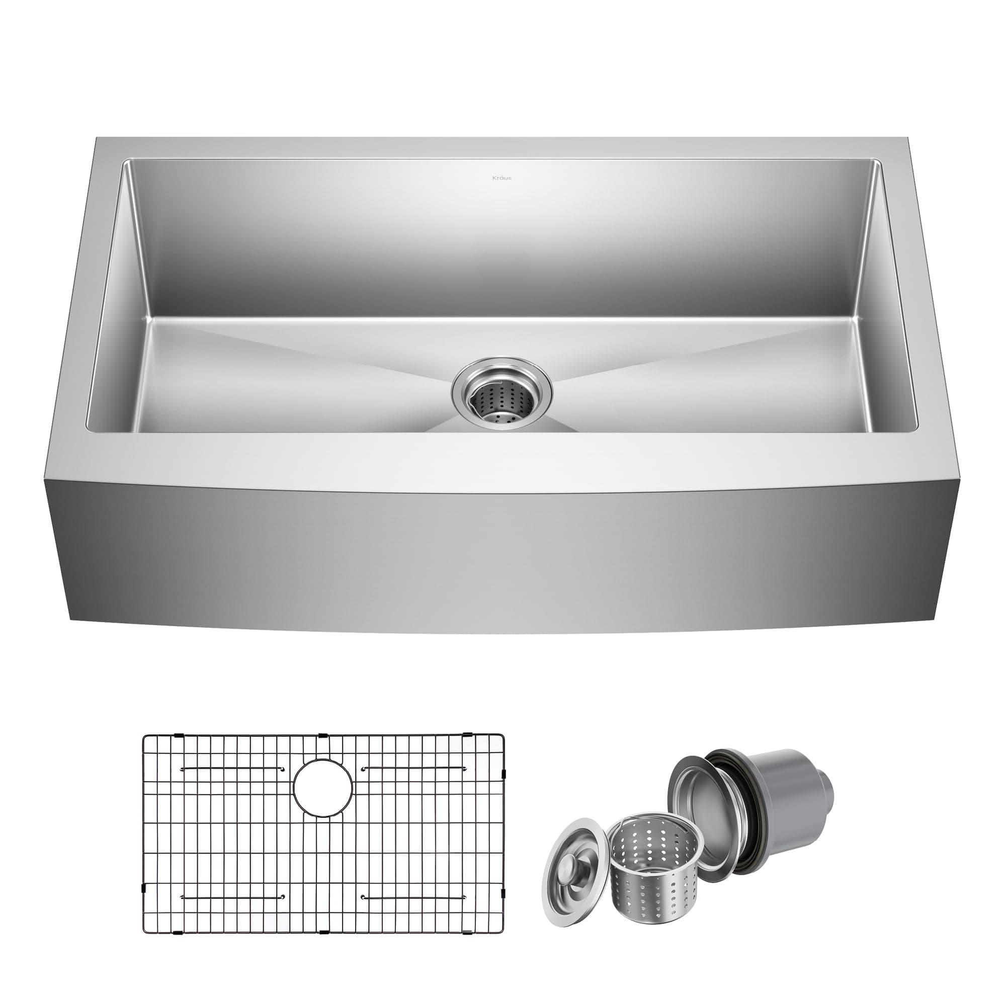 KHF200-36 Standart PRO Kitchen Stainless Steel Sink, 36 Inch Round Apron Single Bowl