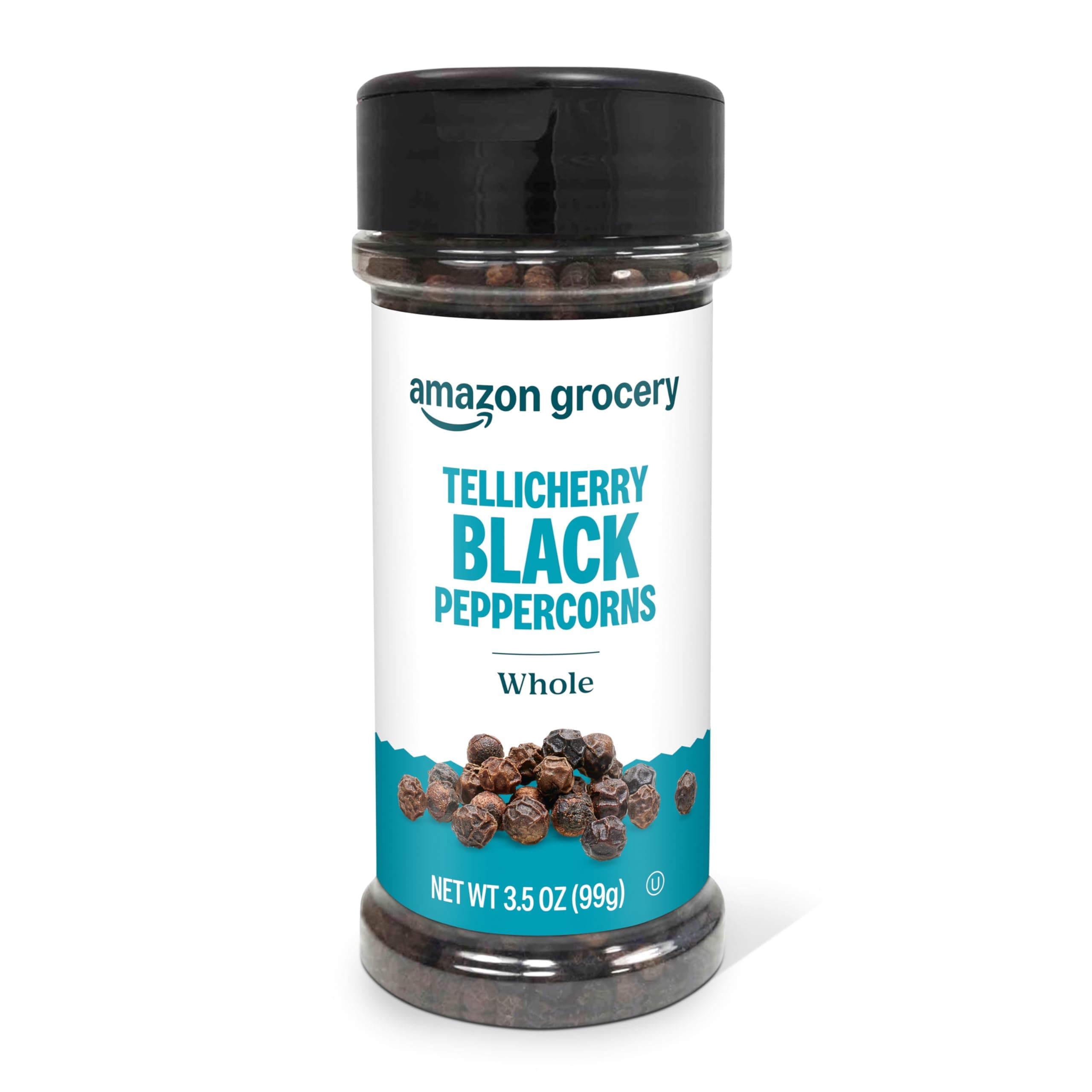 Amazon Grocery, Tellicherry Whole Black Peppercorns, 3.5 Oz