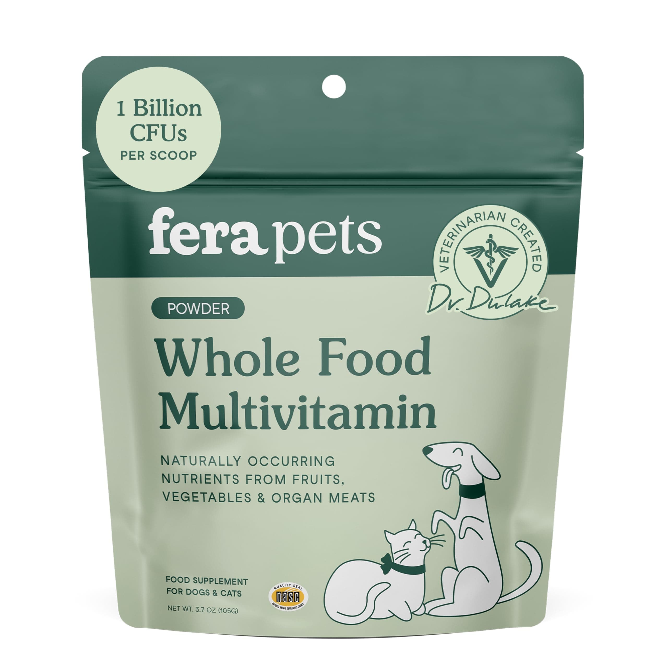 Fera Pets Whole Food Multivitamin Cat & Dog Food Topper with Probiotics, Antioxidants, & Essential Dog Vitamins & Minerals - Nutrients from Fruits, Vegetables, & Organ Meats - 3.7 oz
