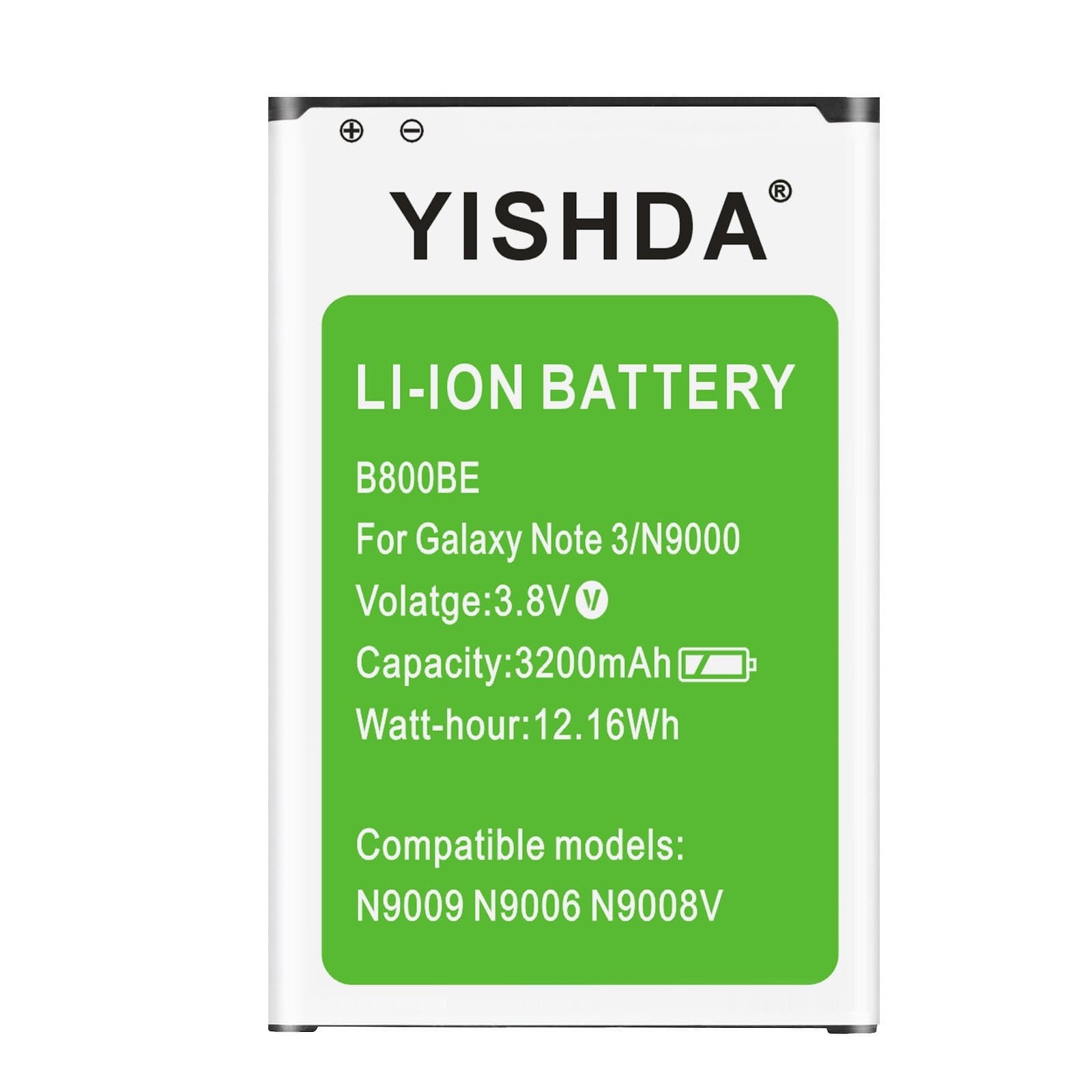 Galaxy Note 3 Battery, YISHDA 3200mAh Li-ion Replacement EB-B800BE Battery Compatible with Samsung Galaxy Note 3 N9000 N9005 N900A N900 N9002 | Galaxy Note 3 Spare Battery