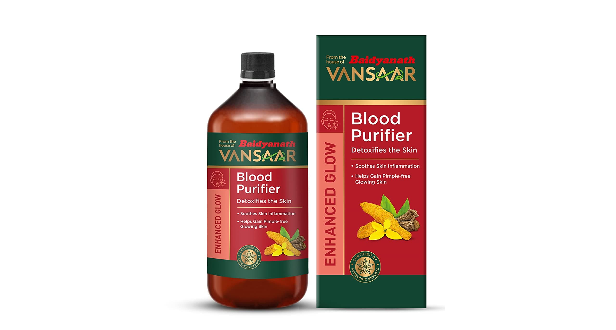 VANSAAR Baidyanath Blood Purifier - 450ml Syrup| Reduces Pimples and blemishes| Prevents Acne | 100% Safe, Ayurvedic Formula for Glowing Pimple free skin