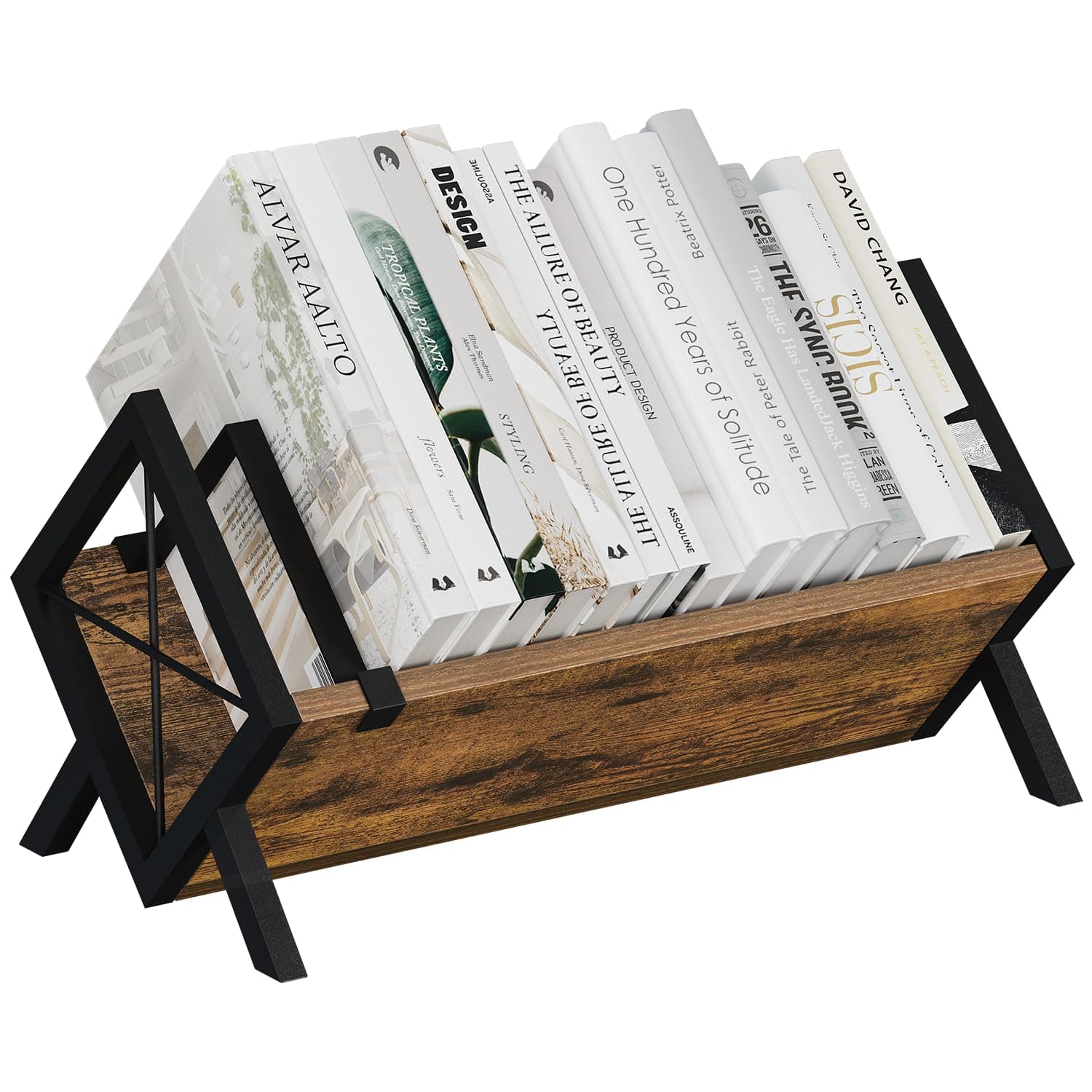 YINMIT Wood Desktop Bookshelf, Retro Tabletop Bookshelf, Desk Shelf for Top o...