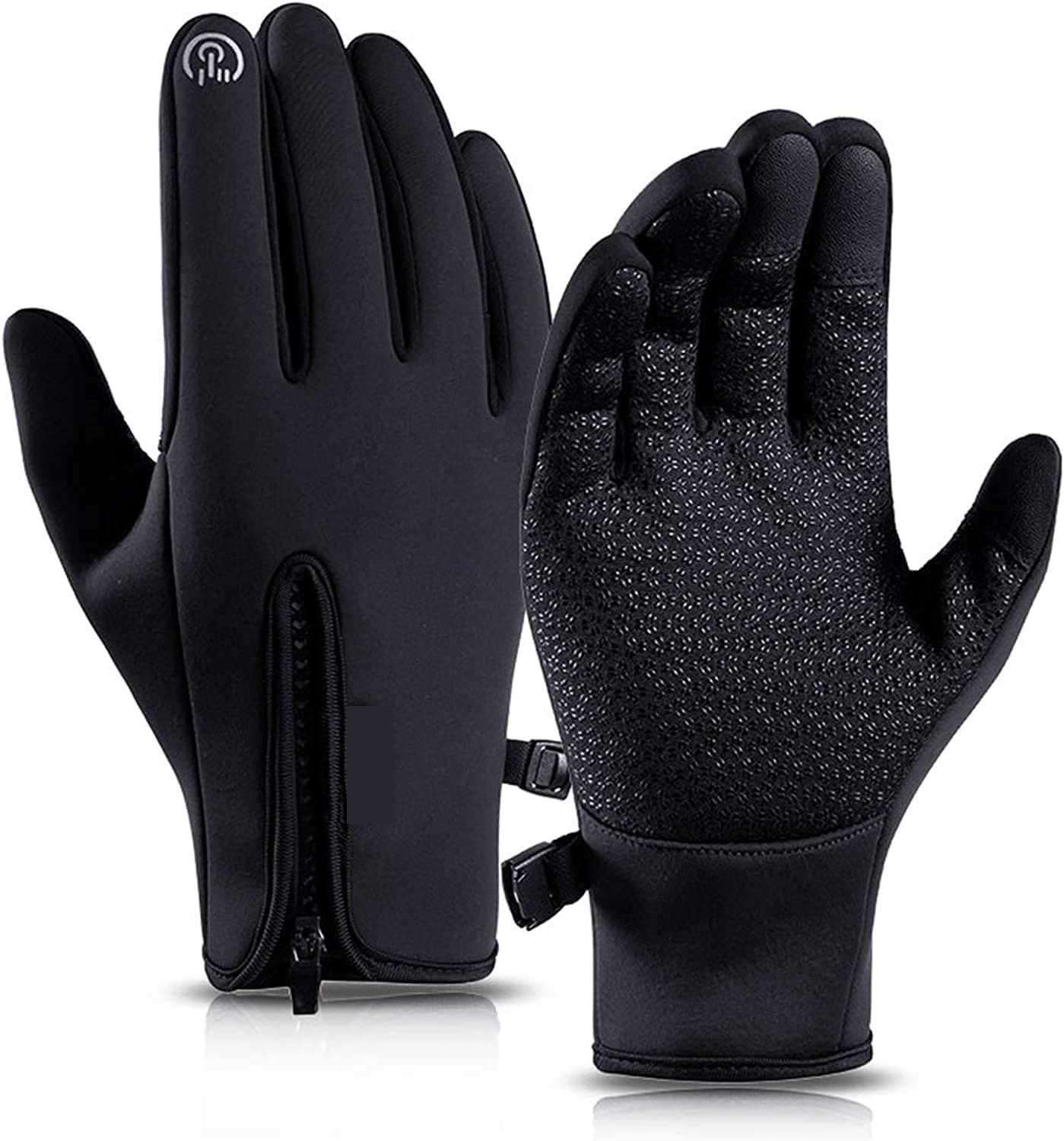 Winter Warm Gloves Men Women Cycling Wkiing Windproof and Waterproof Pu Leather Touchscreen Cold Weather Driving Gloves M Black