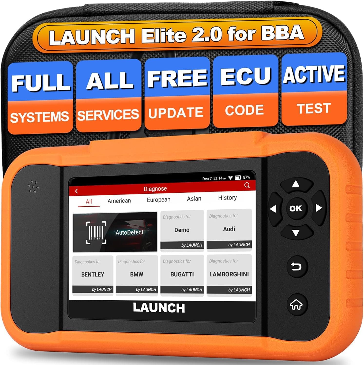 X431 Creader Elite 2.0 BBA fit for BMW, Benz, Audi Series, 2025 Bidirectional Scan for Cars, 100+ Services, Full System OBD2 Scanner, ECU Coding, Battery Registration, Lifetime Free Update
