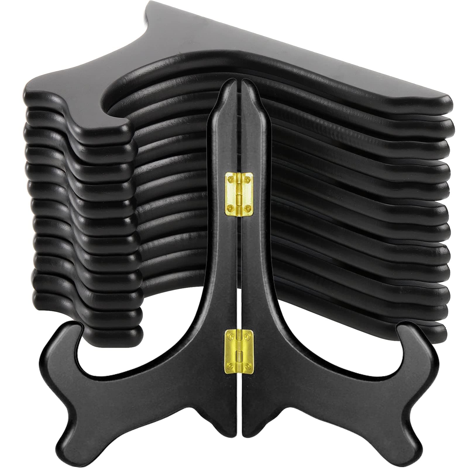 WUWEOT 6 Pack 7" Wooden Display Stand, Black Wood Easel Plate Holders to Display Pictures, Cook Books, Art, Dish, Certificates and More, Ideal Wedding, Home, Birthday, Party, Table Decorations