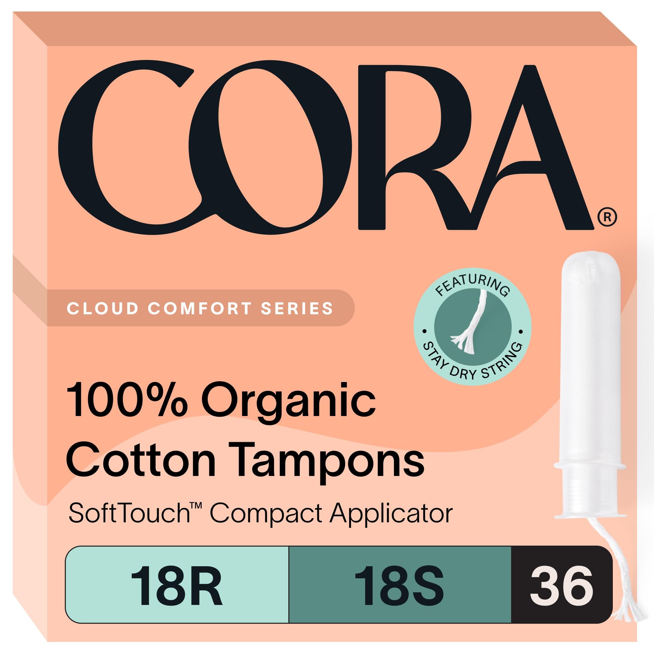 Organic Tampons | Regular/Super Absorbency Variety Pack | 100% Cotton Core, Unscented with BPA-Free Applicator | Leak Protection, Easy Application | Non-Toxic, Hypoallergenic (36 Count)