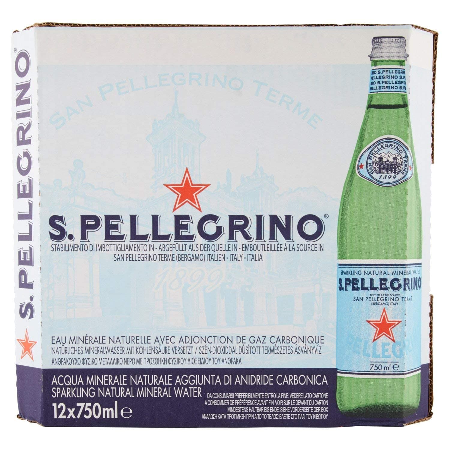Sparkling Natural Carbonated Mineral Water, 750 ML (Pack Of 12)