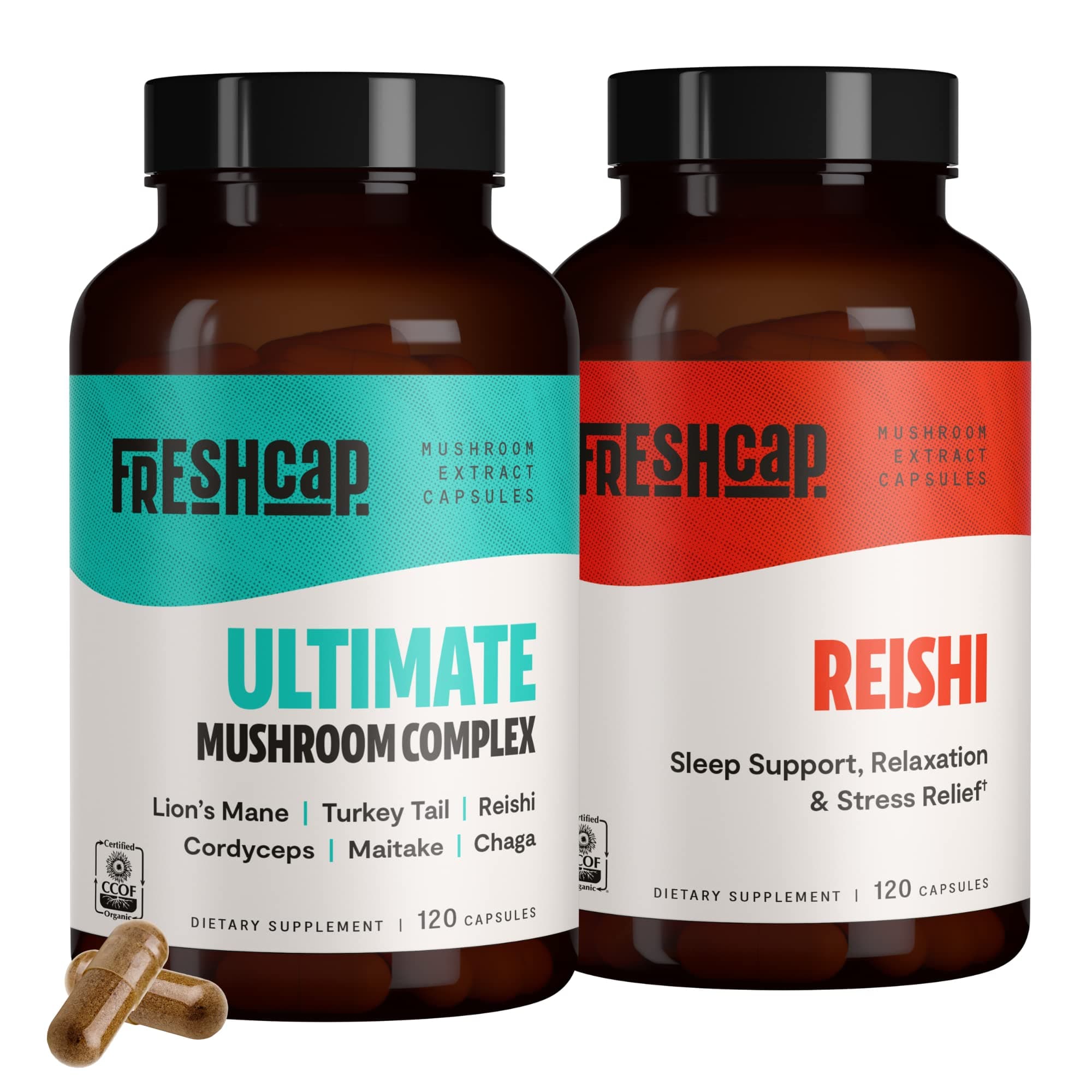 FreshCap Stress Bundle (Reishi Capsules + Ultimate Mushroom Complex Capsules)
