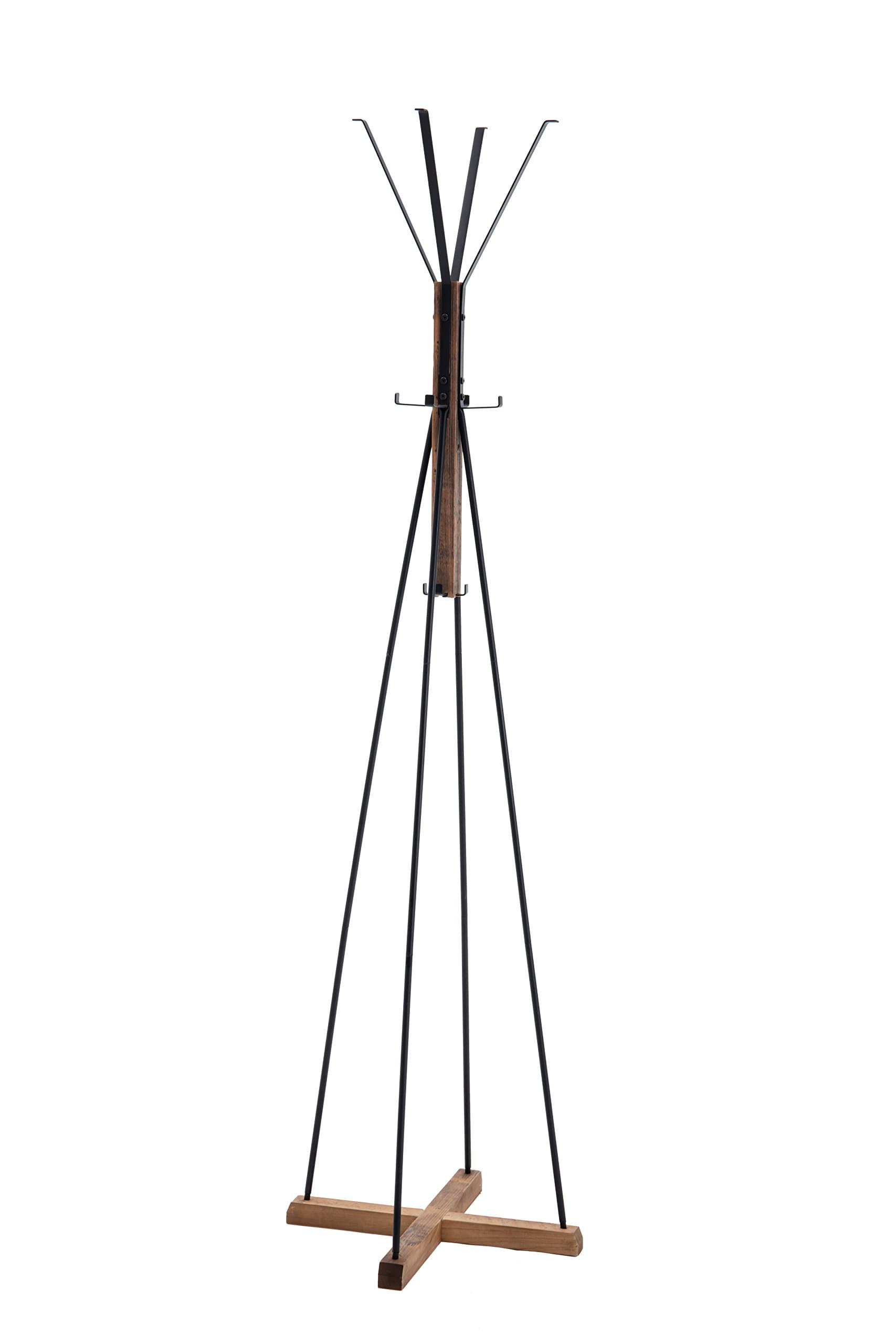 Ianizzi Wood and Metal 8-Hook Standing Coat Rack