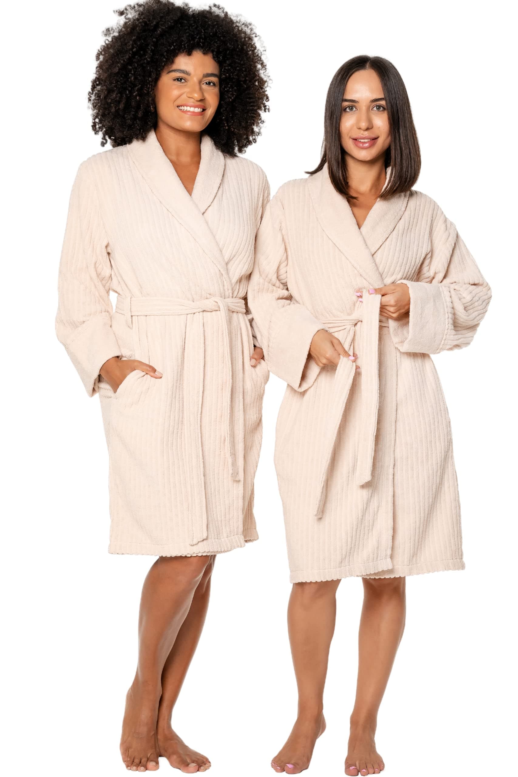 PAMUKTAN100% Organic Turkish Cotton Bathrobe - Terry Cloth Spa Towel Robe Lightweight Absorbent Shower Robe