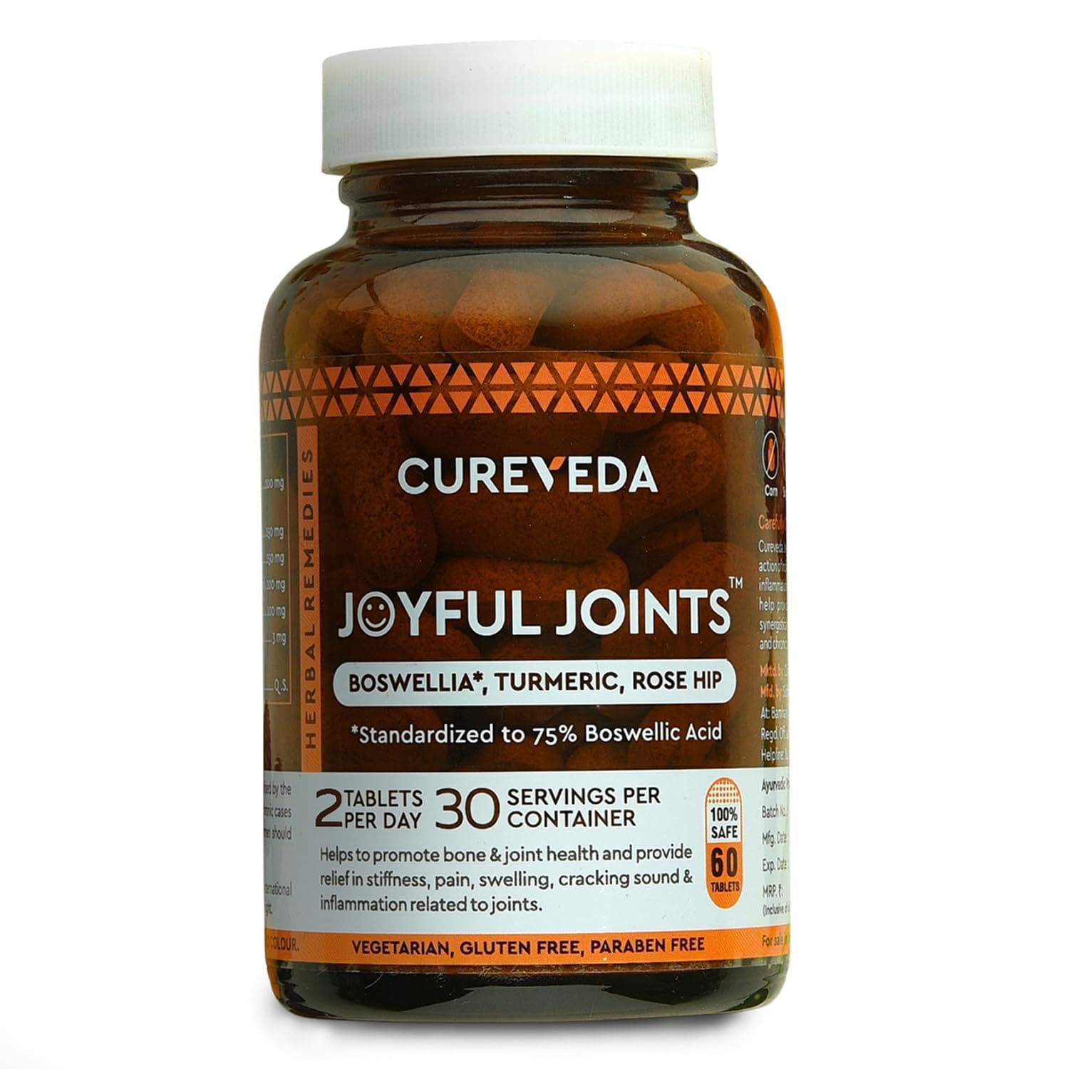 Cureveda Herbal Joyful Joint Support Supplement Tablets For Bone,Joint Wellness (60 Tablets)