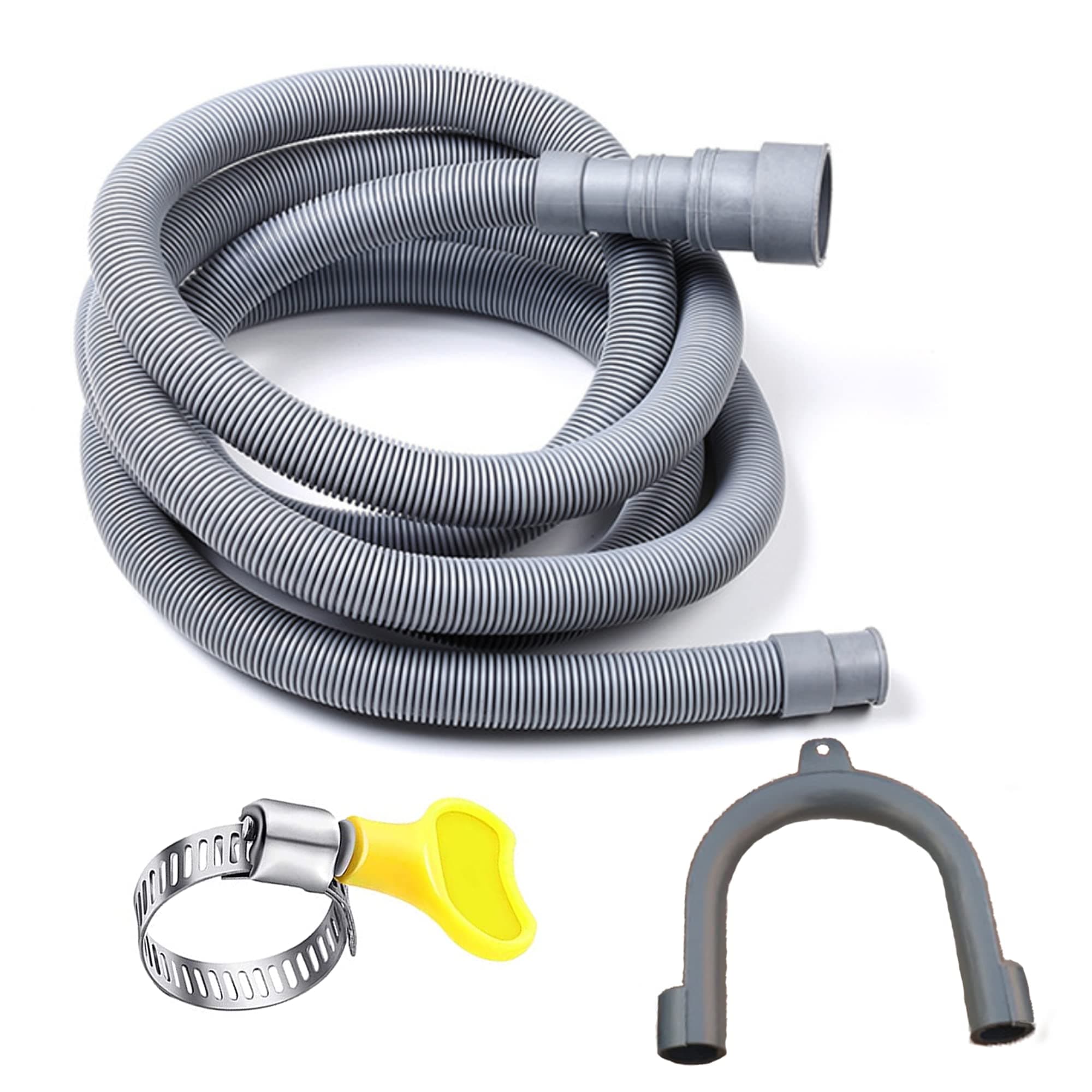 HLMOptimo 13 Feet Universal Washing Machine Drain Hose Flexible Dishwasher Drain Hose Extension Kits Corrugated Washer Hose w/ 1 Adapter 4 Clamps 1 U-Bend Holder