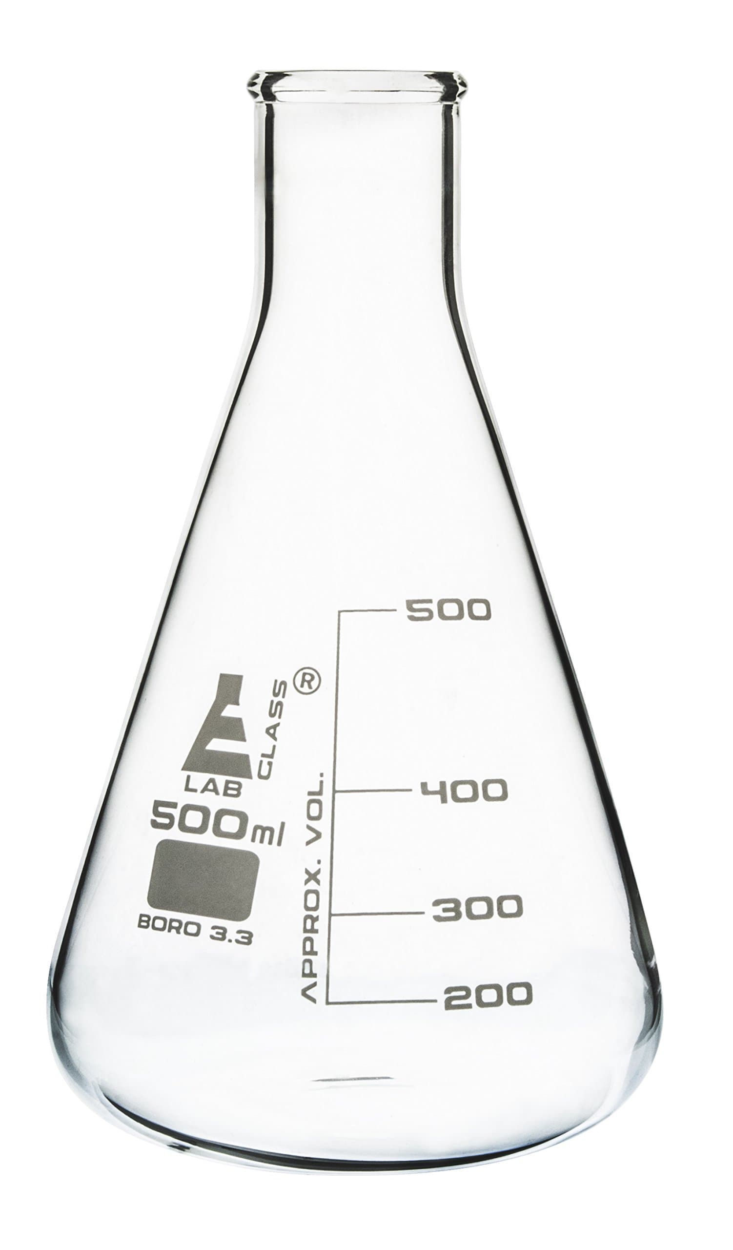 500ml Conical Flask | Erlenmeyer Narrow Neck Laboratory Glassware | Borosilicate Glass 3.3 | Chemical Resistant & Heat Resistant | Ideal for Labs, Experiments & Research