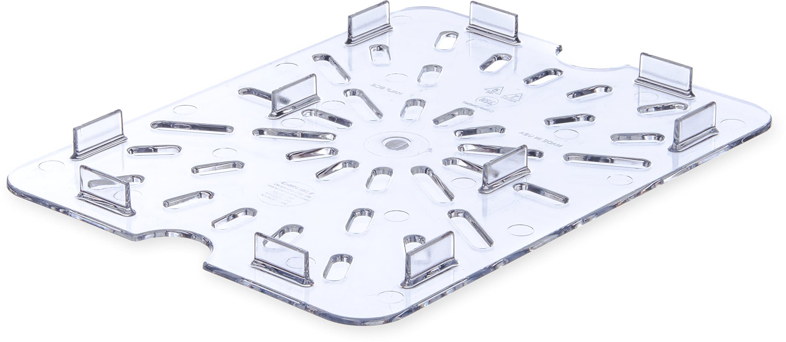 Storplus Food Pan Drain Shelf for Kitchens, Restaurants, and Hotels, Polycarbonate, 1/2 Size, Clear