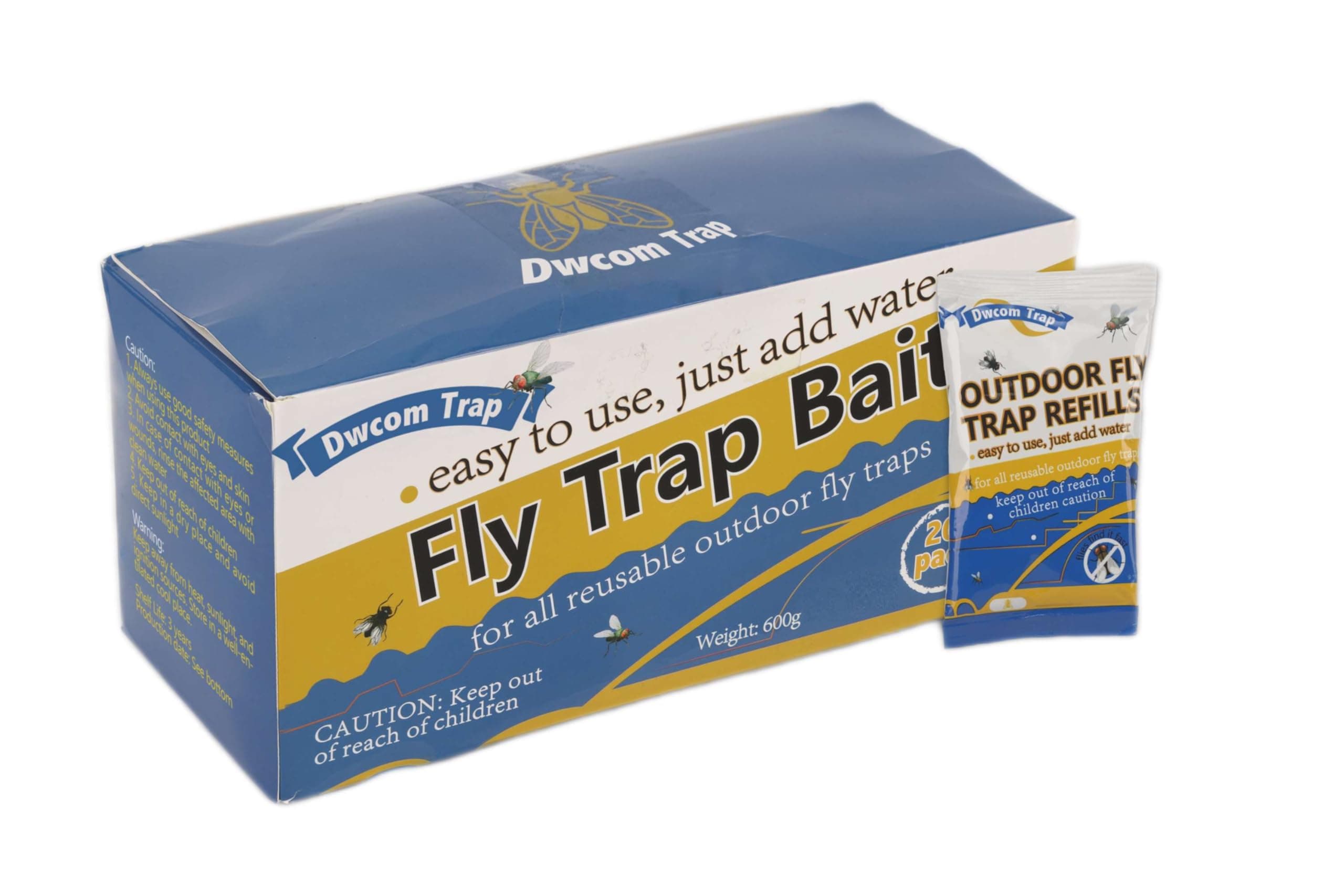 Dwcom 20x30g Fly Trap Bait Refills, Natural Fly Bait Refill for All Reusable Outdoor Fly Traps, Fly Bait Refill Packets, Fly Attractant