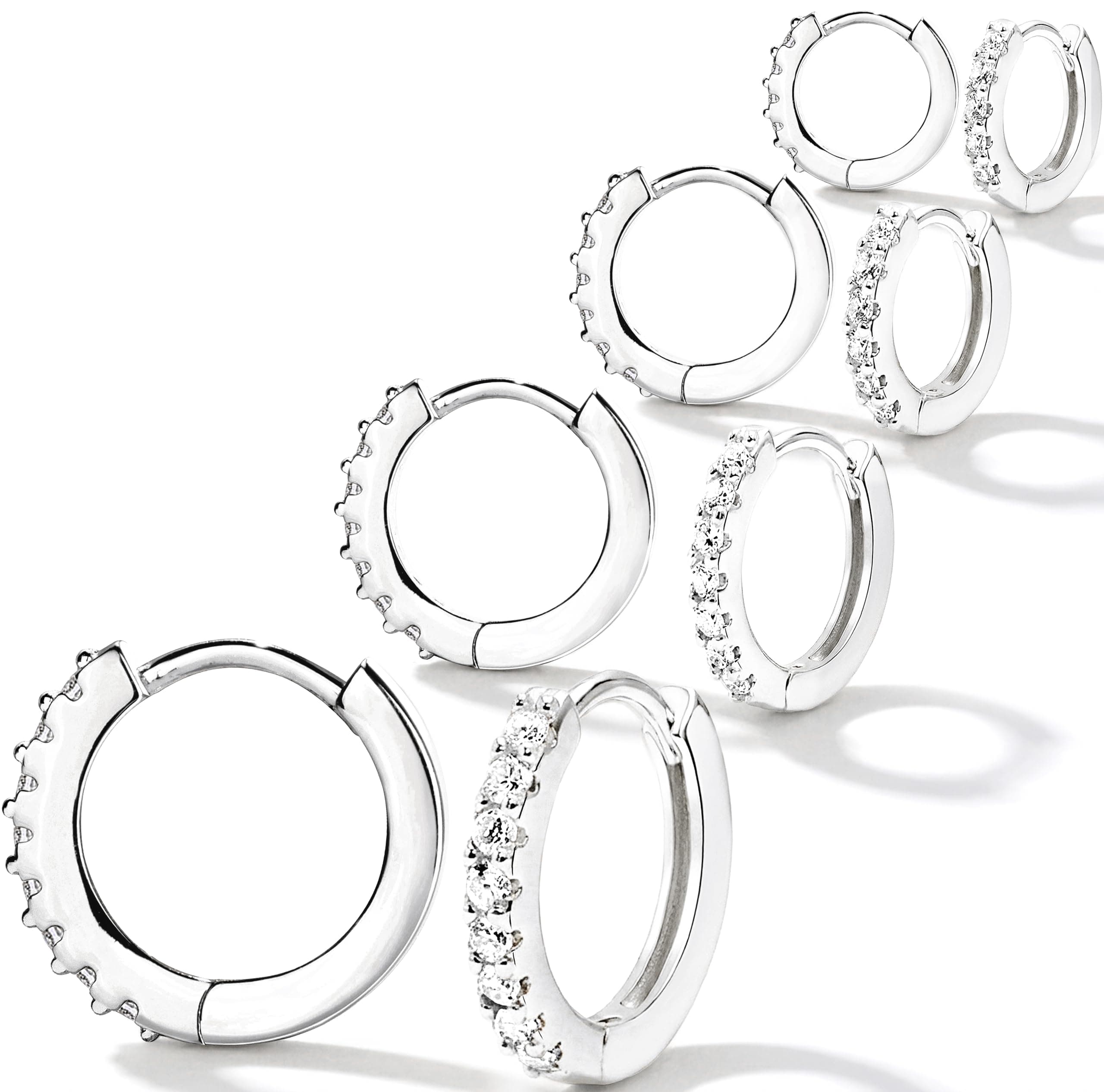 Gokeey S925 Sterling Silver Cartilage Hoop Earrings for Women,Dainty Small Tragus Helix Conch Huggie Hoop Earring Set for Multiple Piercing,Cute Mini Tiny Cubic Zirconia Earring for Jewelry Gifts Hypoallergenic