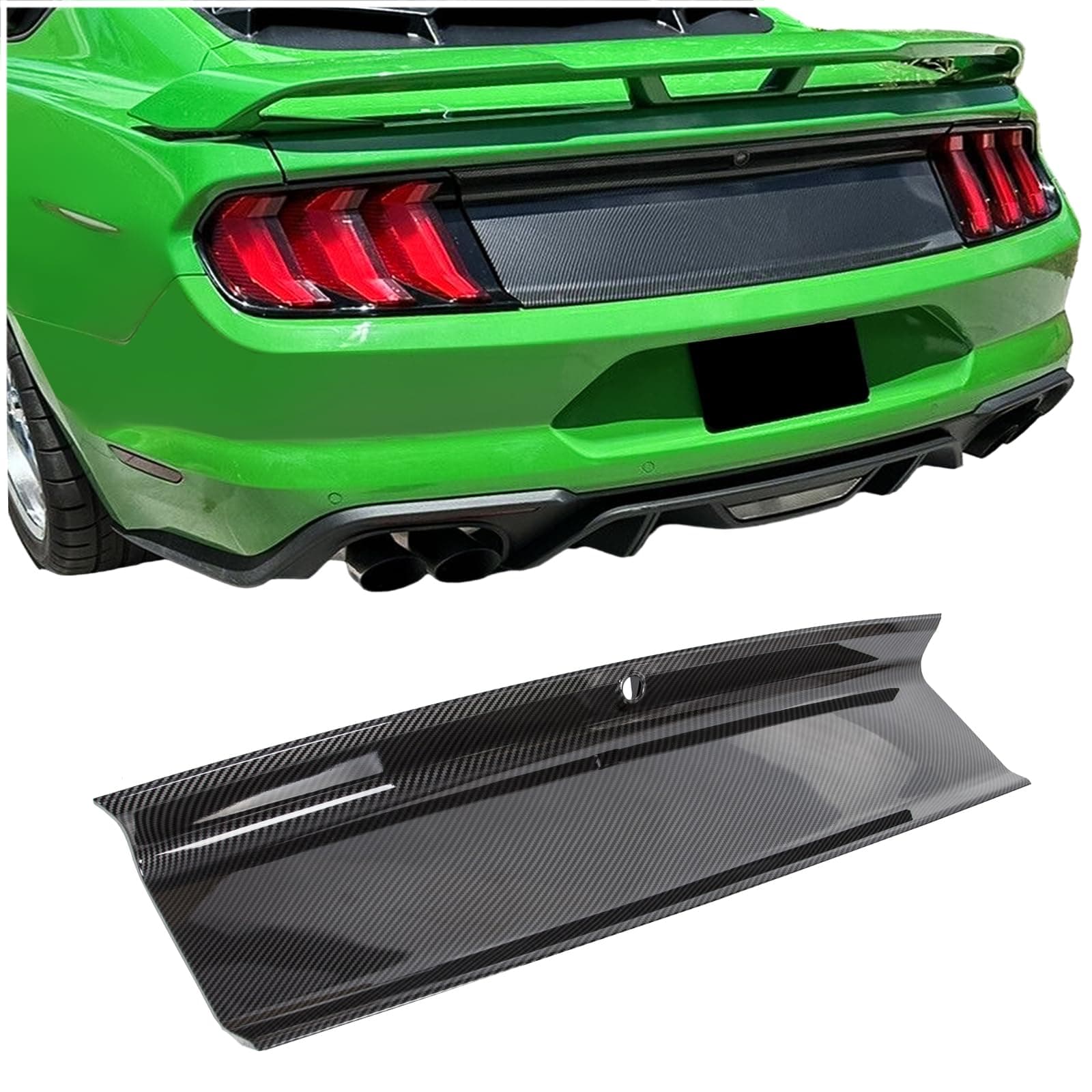 KUAFU Rear Decklid Panel Trim Compatible with 2015-2023 Ford Mustang GT, Trunk Center Boot Cover Decorative Board Trunk Center Lid External Accessories - Carbon Fiber Style