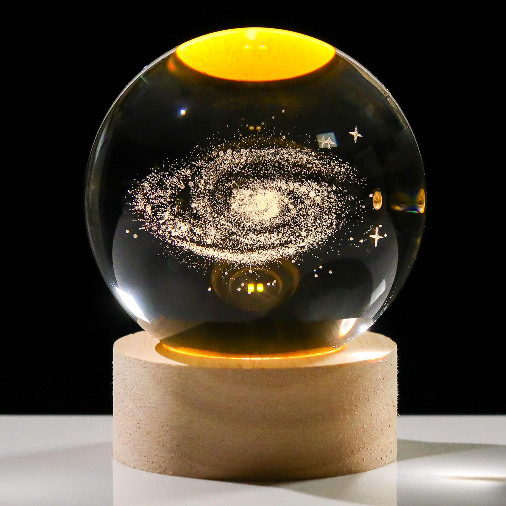Movdyka 3D Crystal Galaxy Ball Space Decor Lamp Science Astronomy Gifts for Kids, Laser Engraved Galaxy Model Universe Night Light Gift Idea for Graduation Mothers Day Christmas