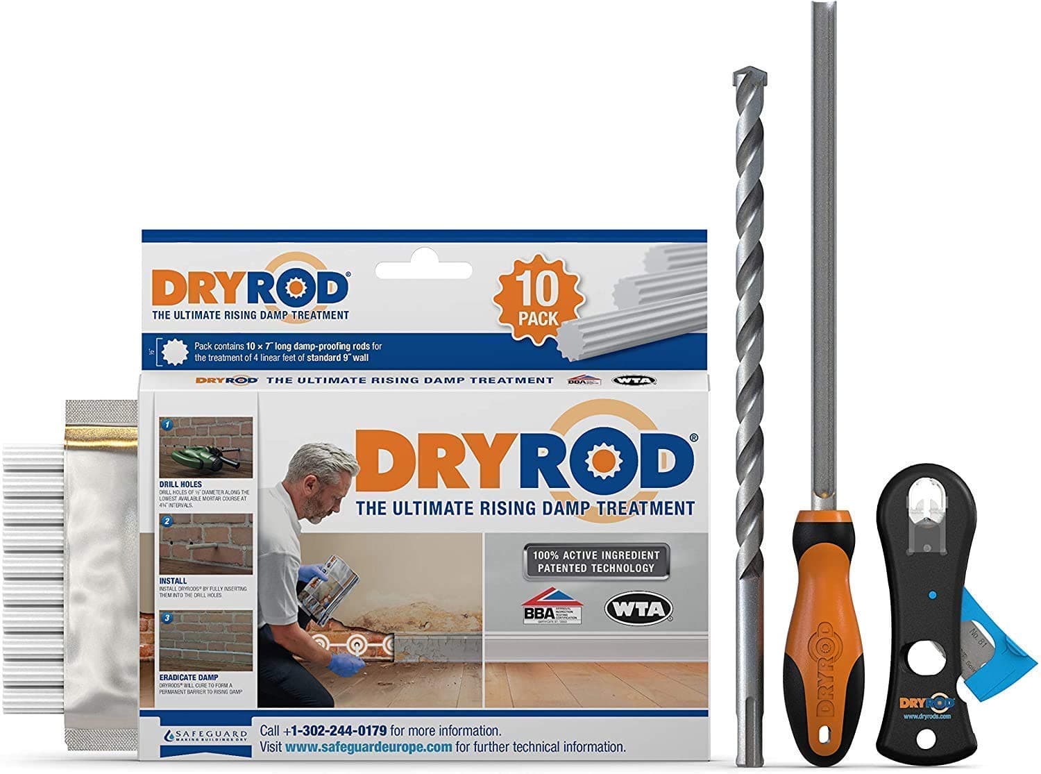 Damp Proofing Rods DPC Kit: Treats 3.9 ft. (9" Wall) - 20+ Years DIY Rising Damp Treatment