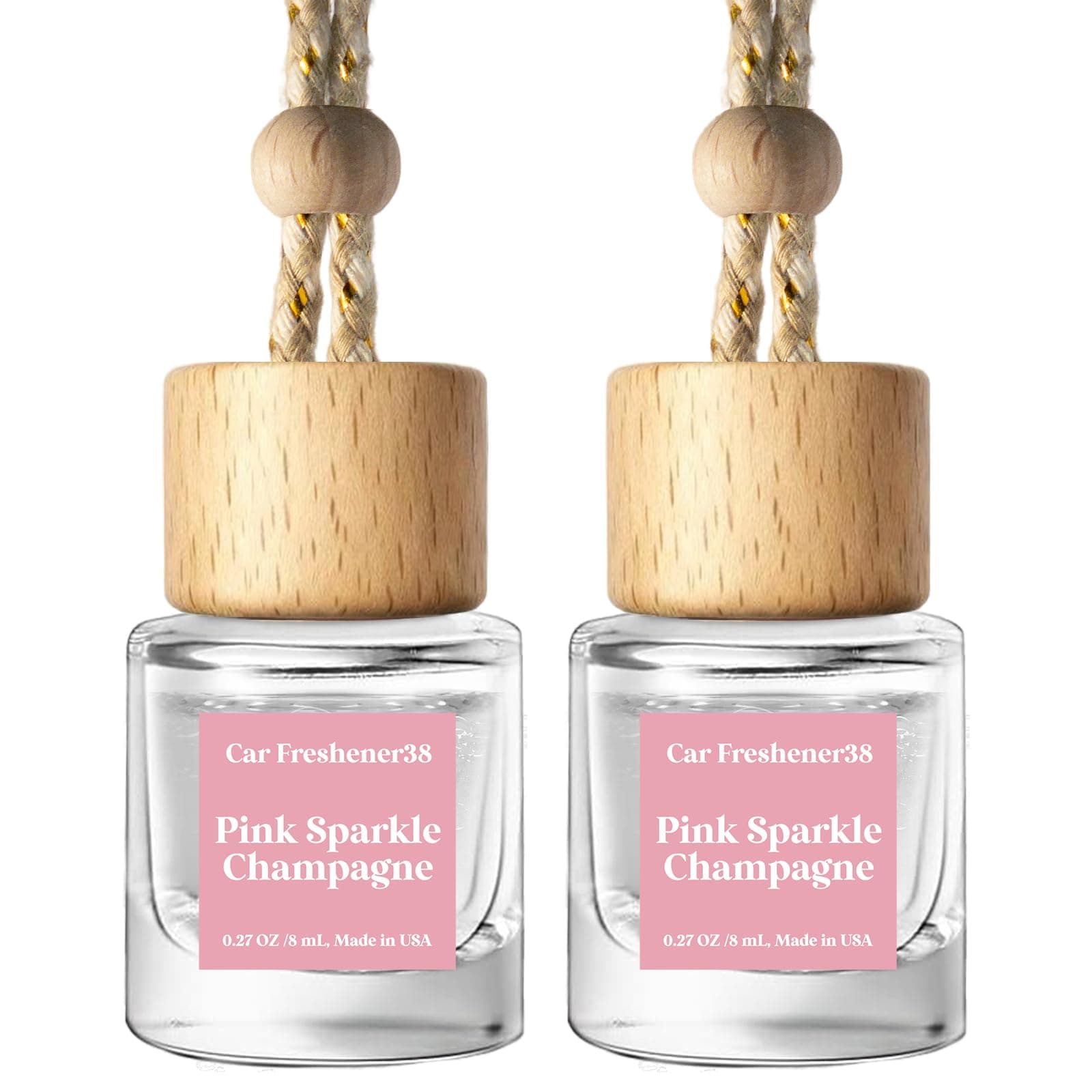 C Classy Car Air Freshener Hanging 2 Pack, Pink Sparkle Champagne Essential Oil Diffuser for Cars, Cute Car Accessories, Long-Lasting Fragrance, C ar Air Fresheners for Women & Men Gift, Made in USA
