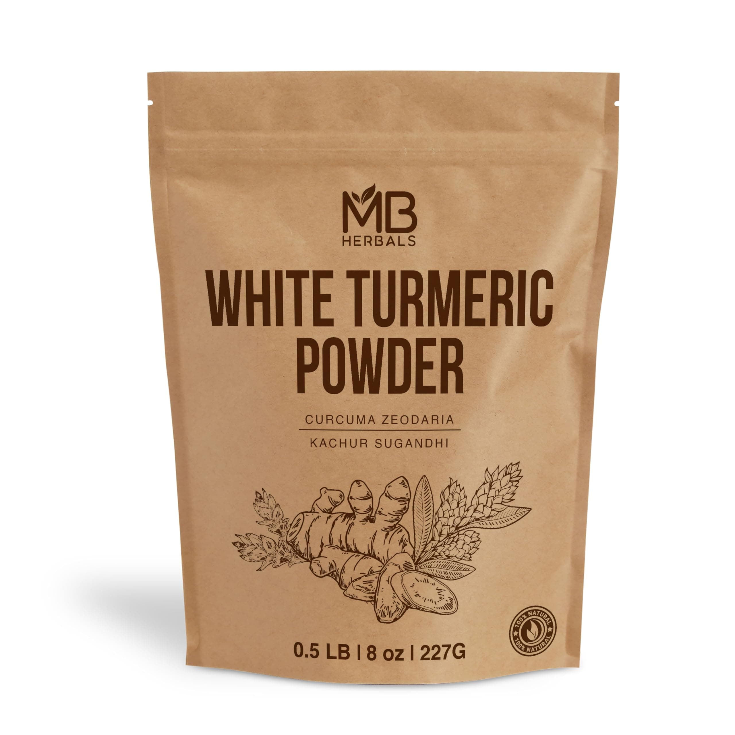 White Turmeric Powder 8 oz (½ lb / 227g) | Curcuma zedoaria – Kachur Sugandhi | for External Use Only in Face Packs & Skin Care | Gentle, Non-Staining, Naturally Fragrant Powder