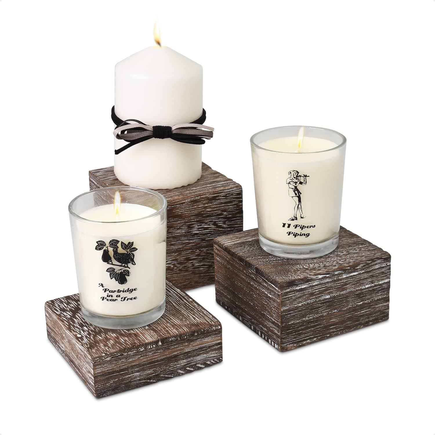 MOOCA Customizable Wooden Display Risers Set - 3 Different Height Stands for Jewelry, Watches, Cosmetics, and Accessory, Coffee Color