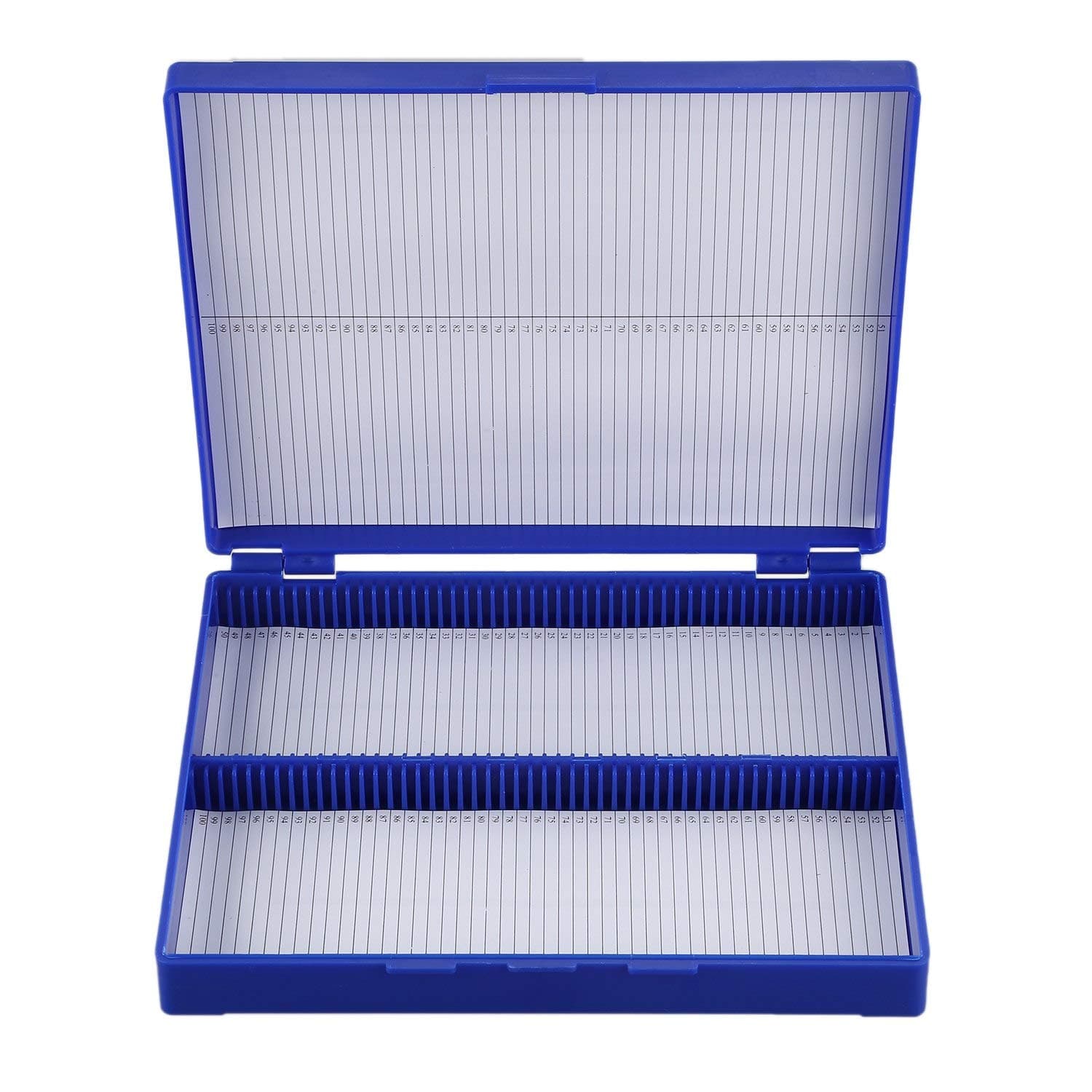 – Royal Blue Plastic Rectangle Hold 100 Microslide Slide Microscope Box