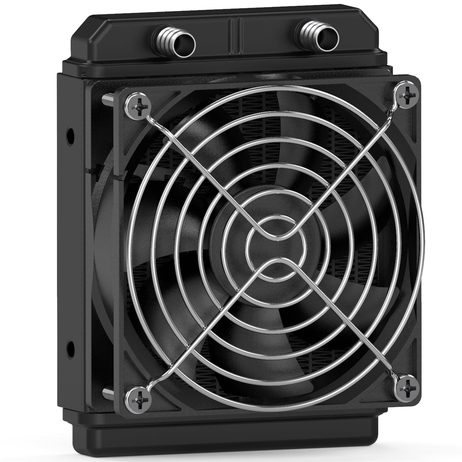 Clyxgs Water Cooling Radiator, 12 Pipe Aluminum Heat Exchanger Radiator with Fan for PC CPU Computer Water Cool System DC12V 120mm Black