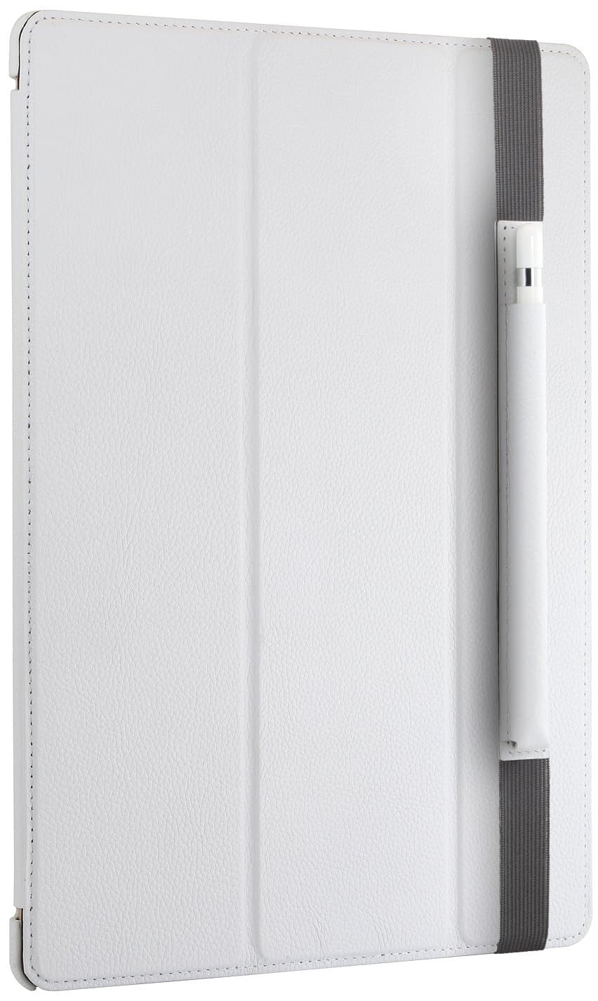 StilGut Couverture, Genuine Leather Case for Apple 12,9'' iPad Pro with Pencil Holder, Stand & Smart-Cover Function, White