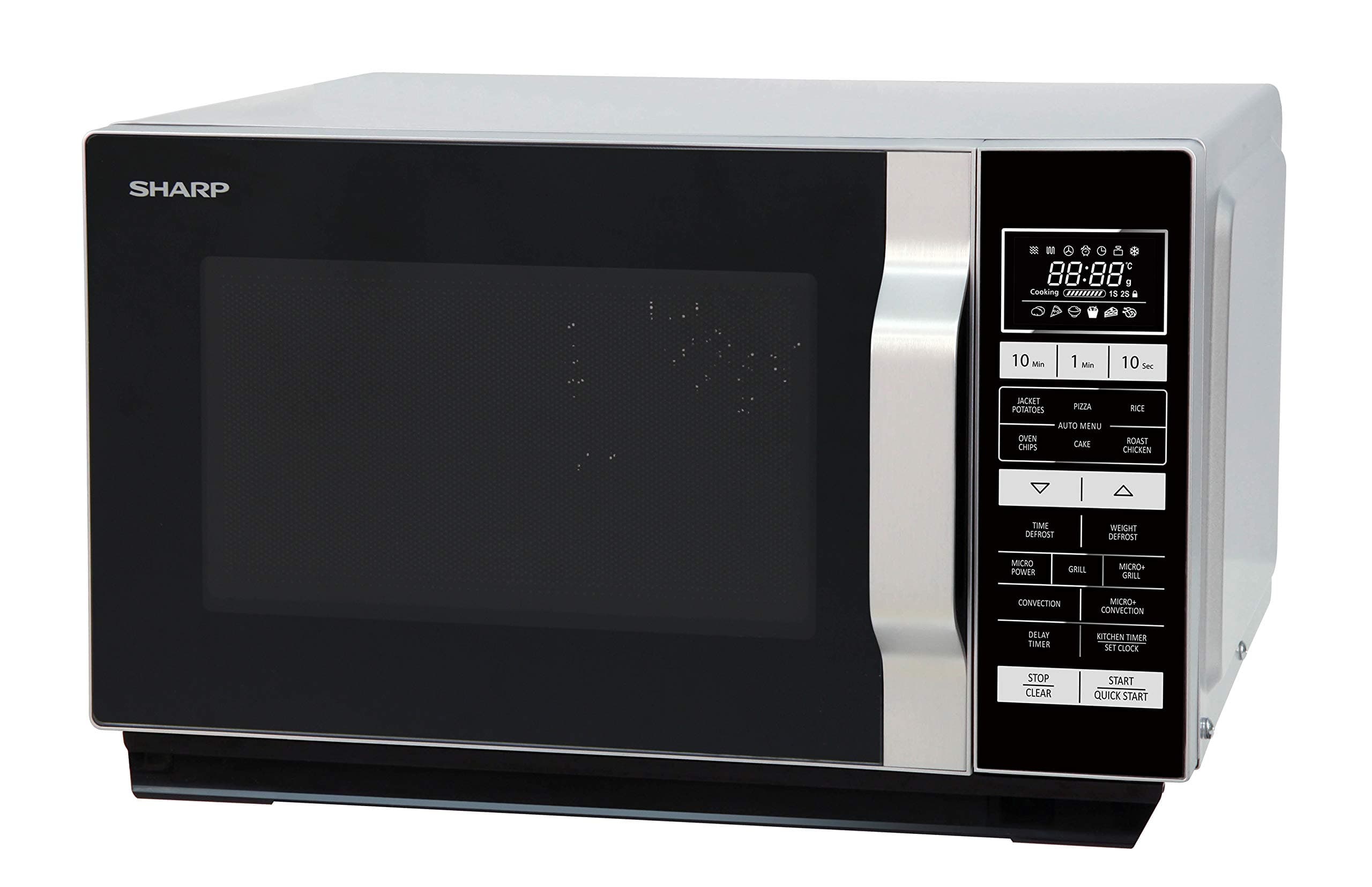 Sharp R860SLM Combination Flatbed Microwave Oven, 25 Litre capacity, 900W, Silver