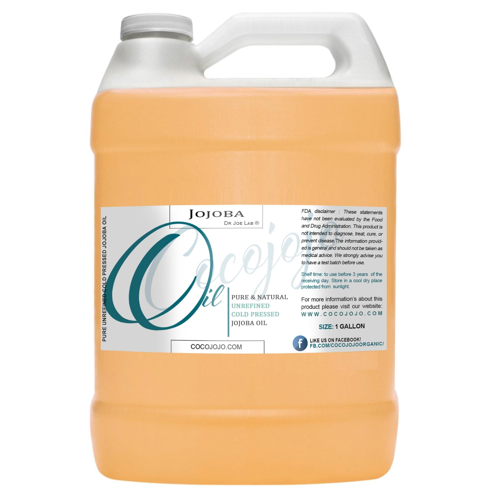 Cocojojo Jojoba Oil Organic, jojoba oil for Hair Growth, jojoba oil for Skin, for Face, 100% Pure Natural, Cold Pressed, Deep Moisturizing Anti-Aging, Essential Oils - 128 Fl Oz