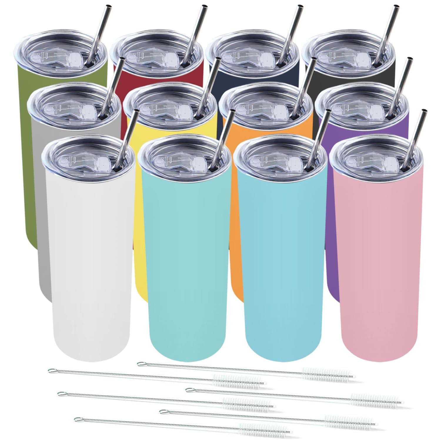 Amtidy20 oz Tumbler with Lid and Straw, Skinny Tumbler, Insulated Slim Tumbler, Double Wall Vacuum Insulated Tumbler, Coffee Tumbler for Hot Cold Drinks