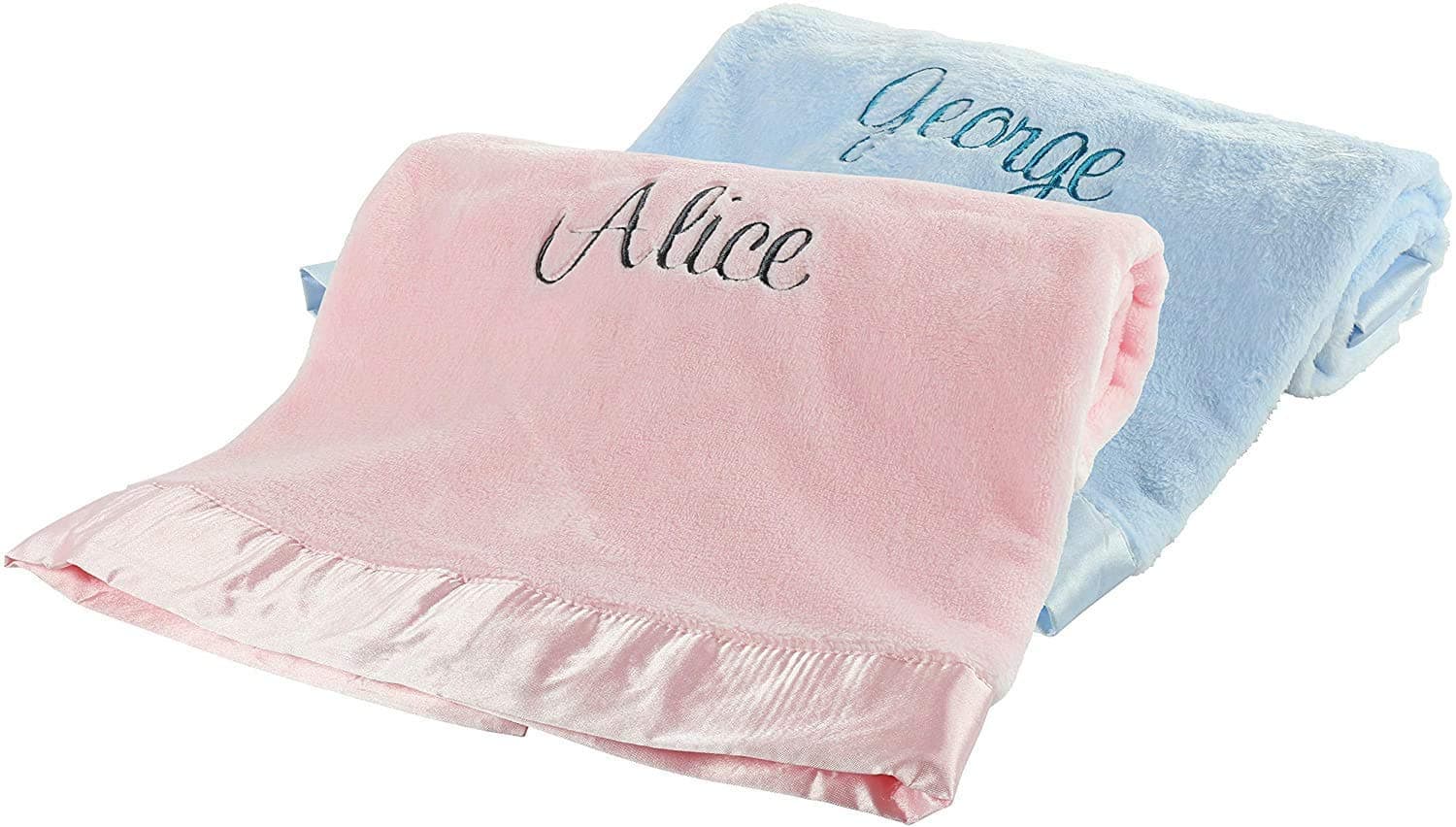 berry bebe Large Custom Personalized Baby Blanket, Custom Name Blanket, Pink, Plush Minky Fleece with Satin Trim Keepsake for Girl
