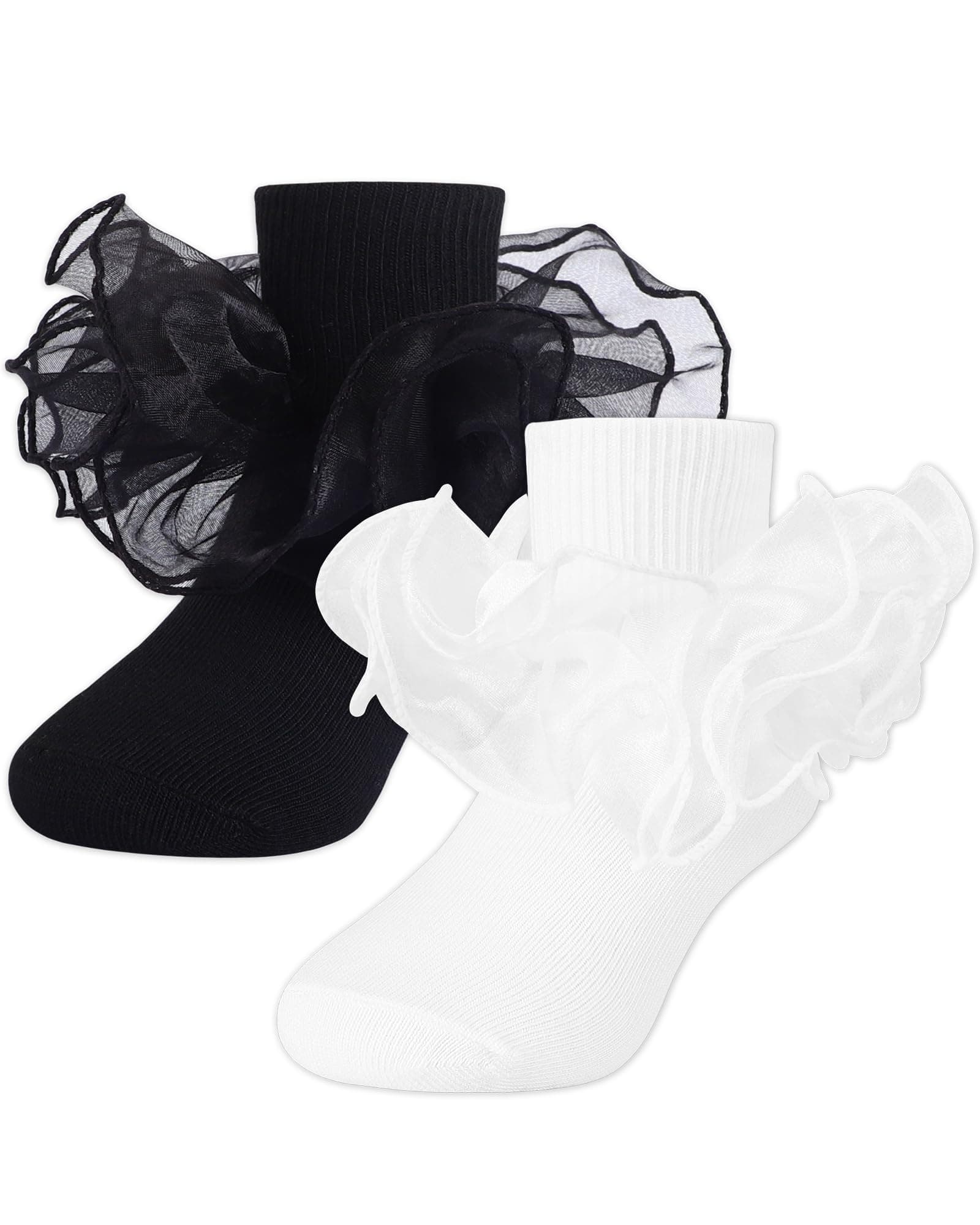 WitwotToddler Girl Socks with Big Ruffle Lace Frilly Turn Cuff Dress Socks